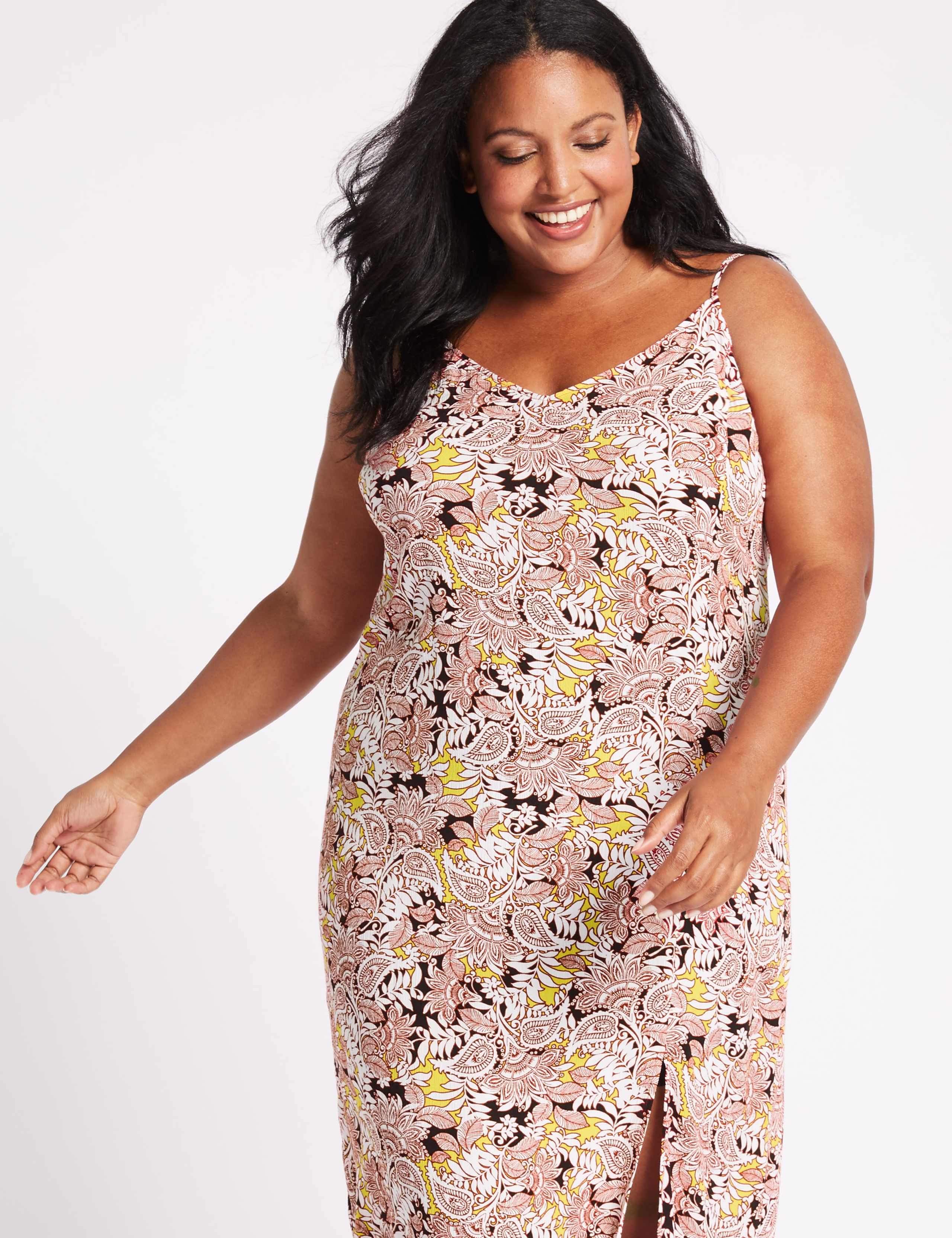 CURVE Floral Print Slip Midi Dress 3 of 4