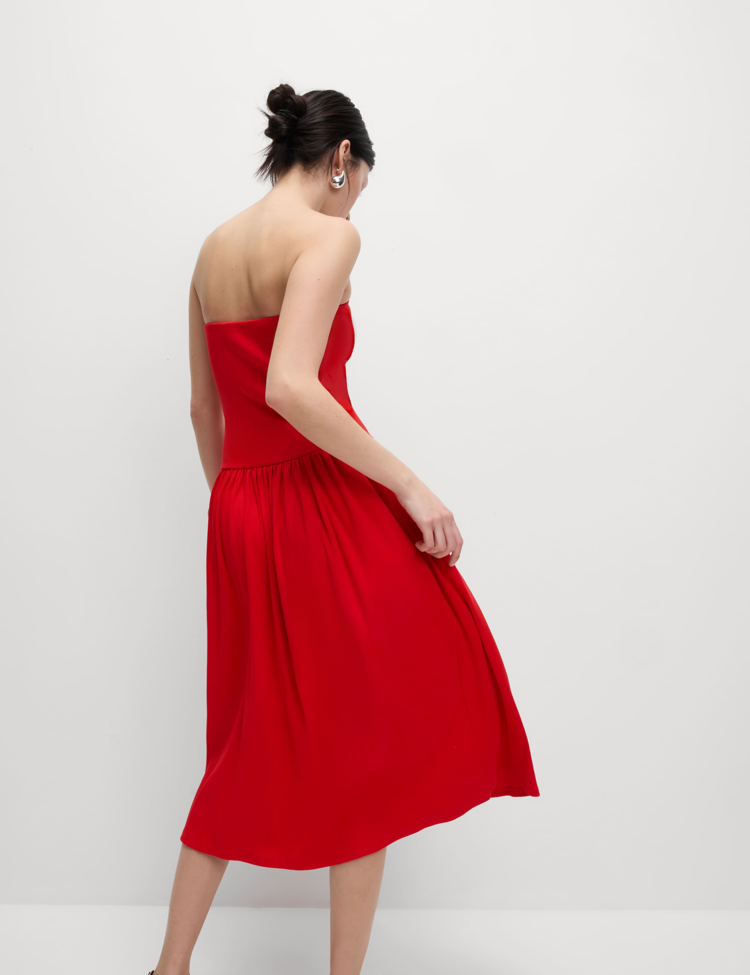 Cotton Rich Bandeau Midi Drop Waist Dress 6 of 6