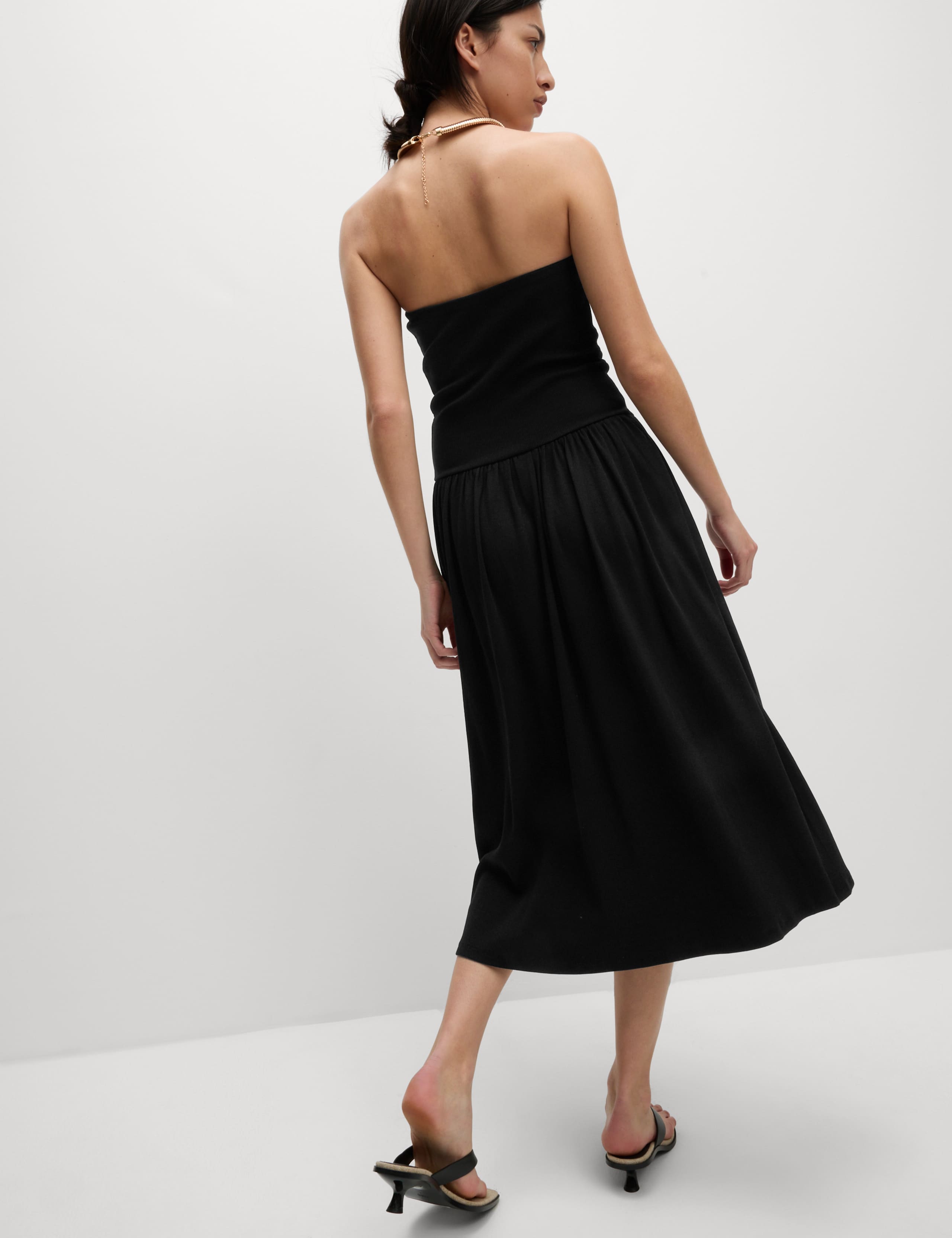 Cotton Rich Bandeau Midi Drop Waist Dress 4 of 5