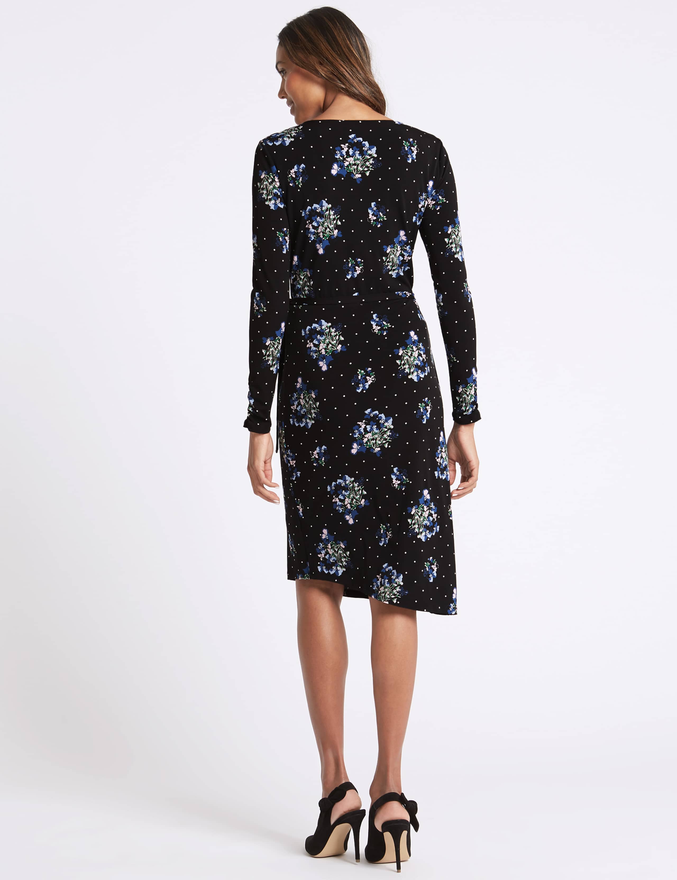 Floral Print Asymmetric Wrap Midi Dress 5 of 5