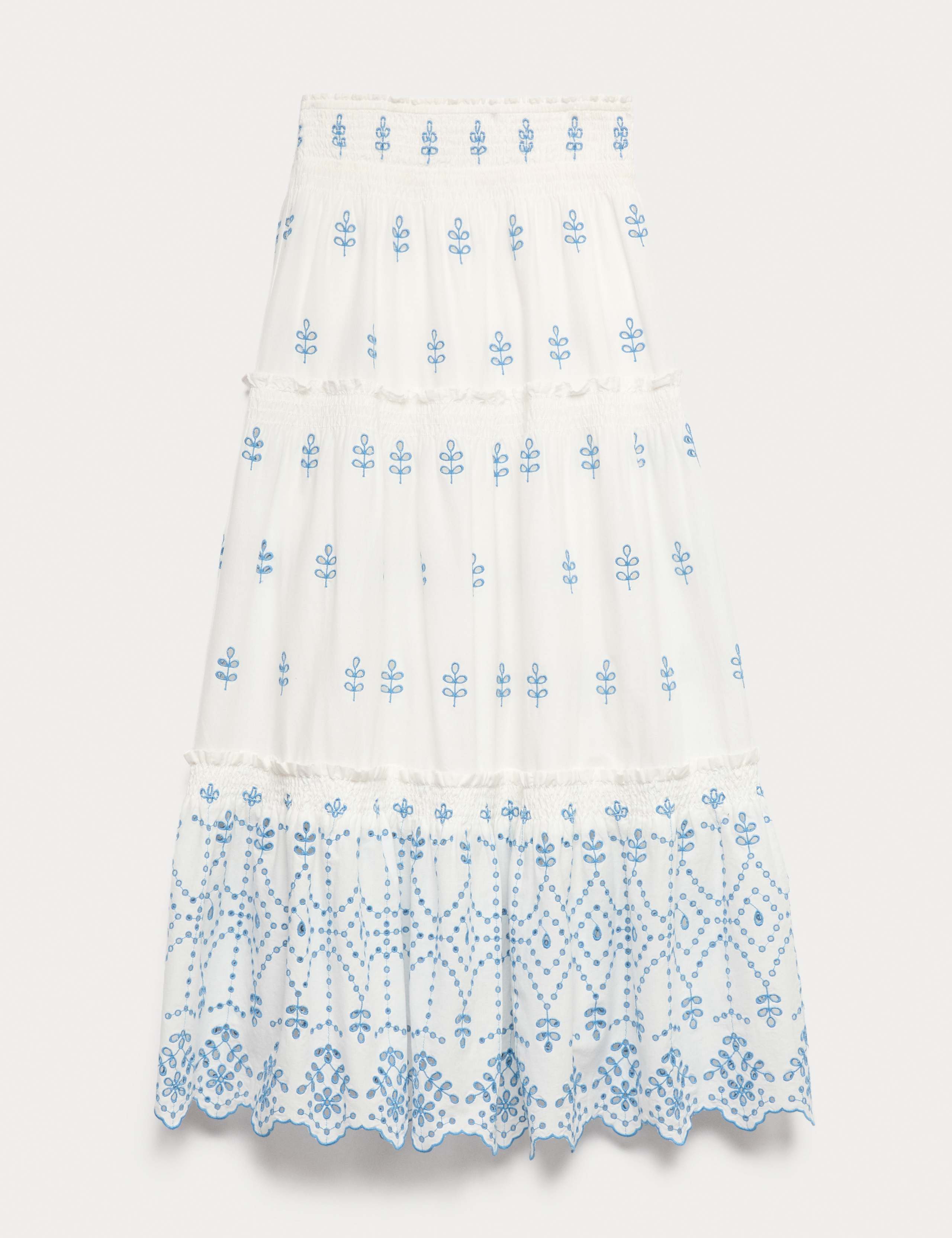 Pure Cotton Embroidered Midaxi Tiered Skirt 1 of 1