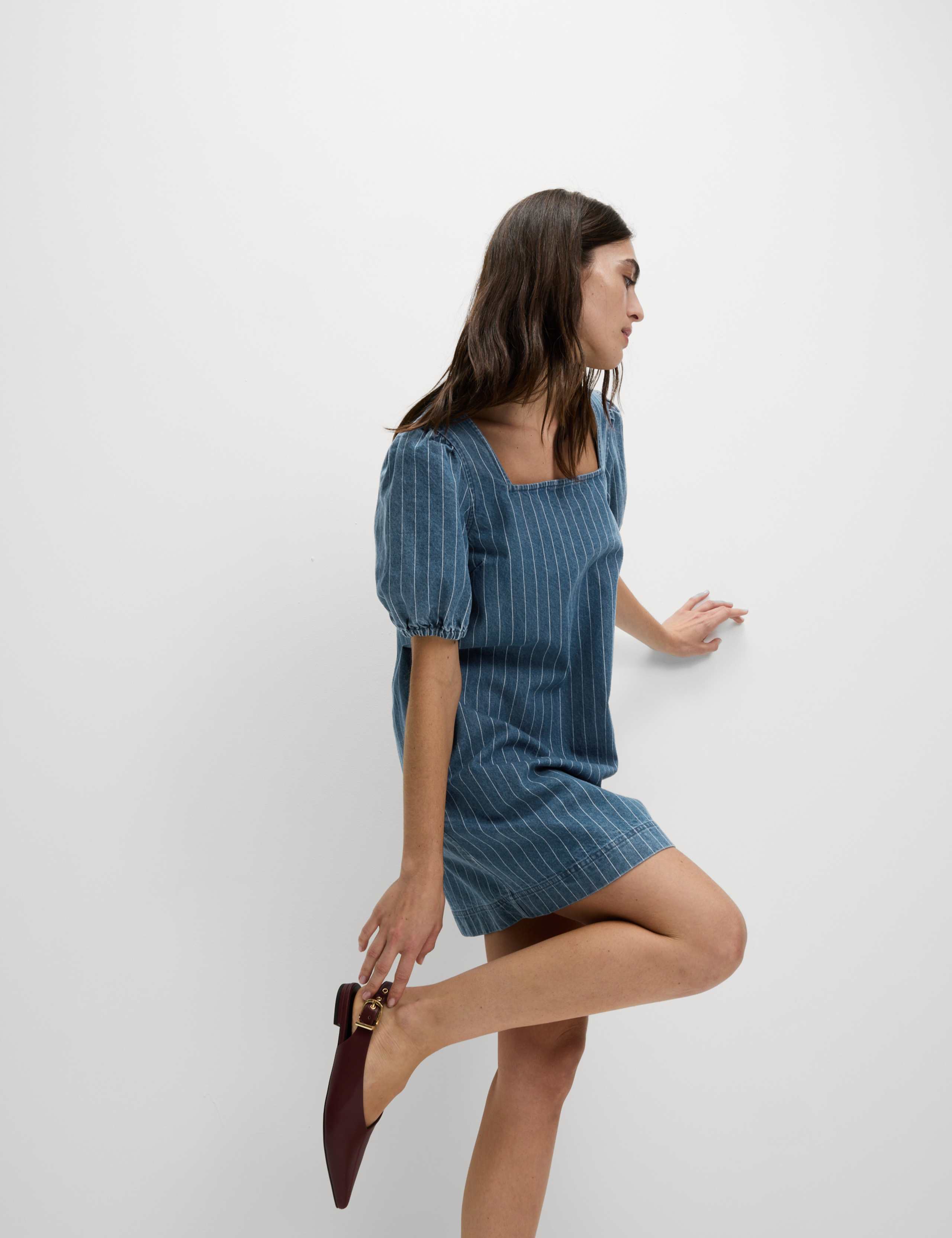 Pure Cotton Denim Striped Mini Shift Dress 4 of 5