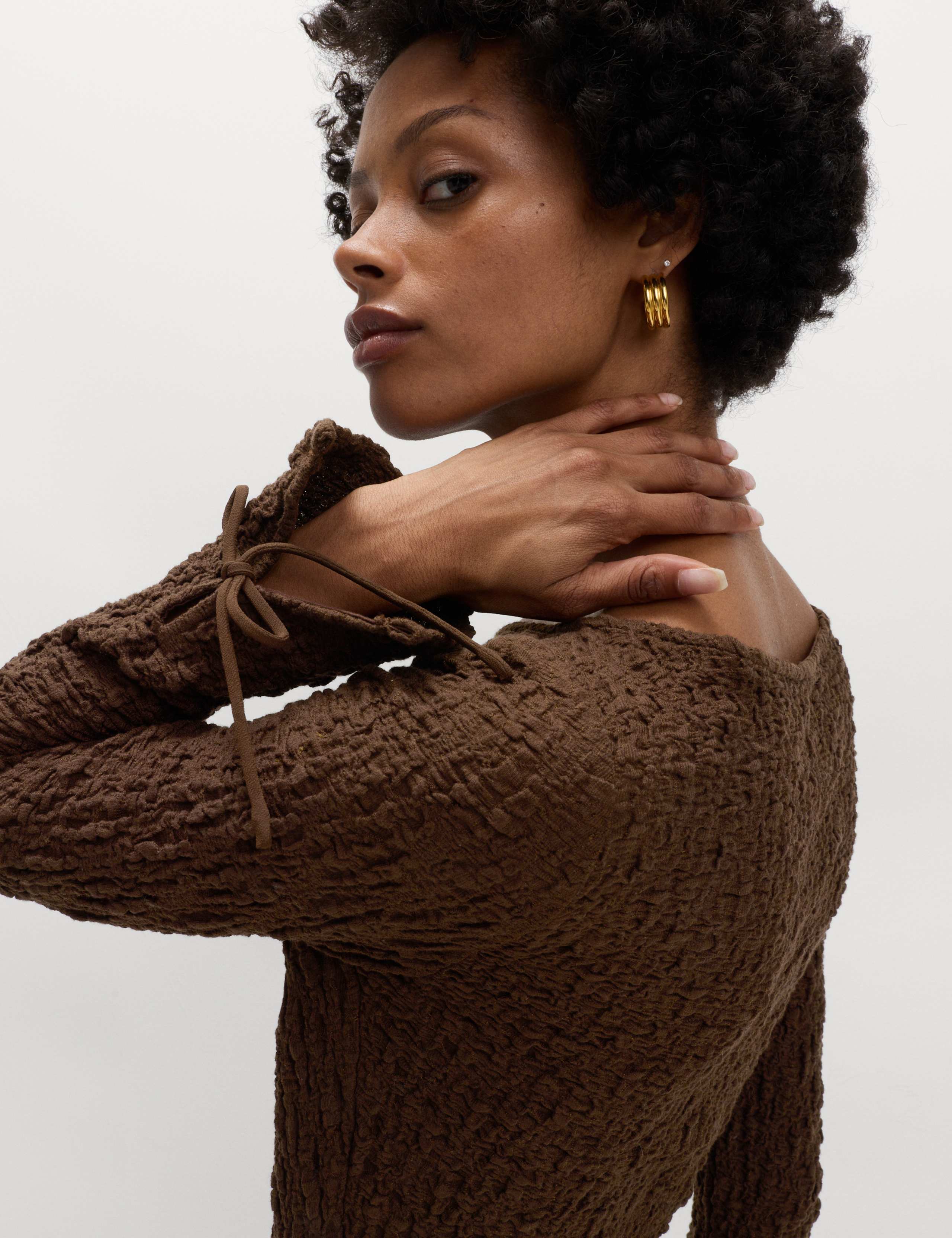 Cotton Rich Textured Midi Column Dress 4 of 5