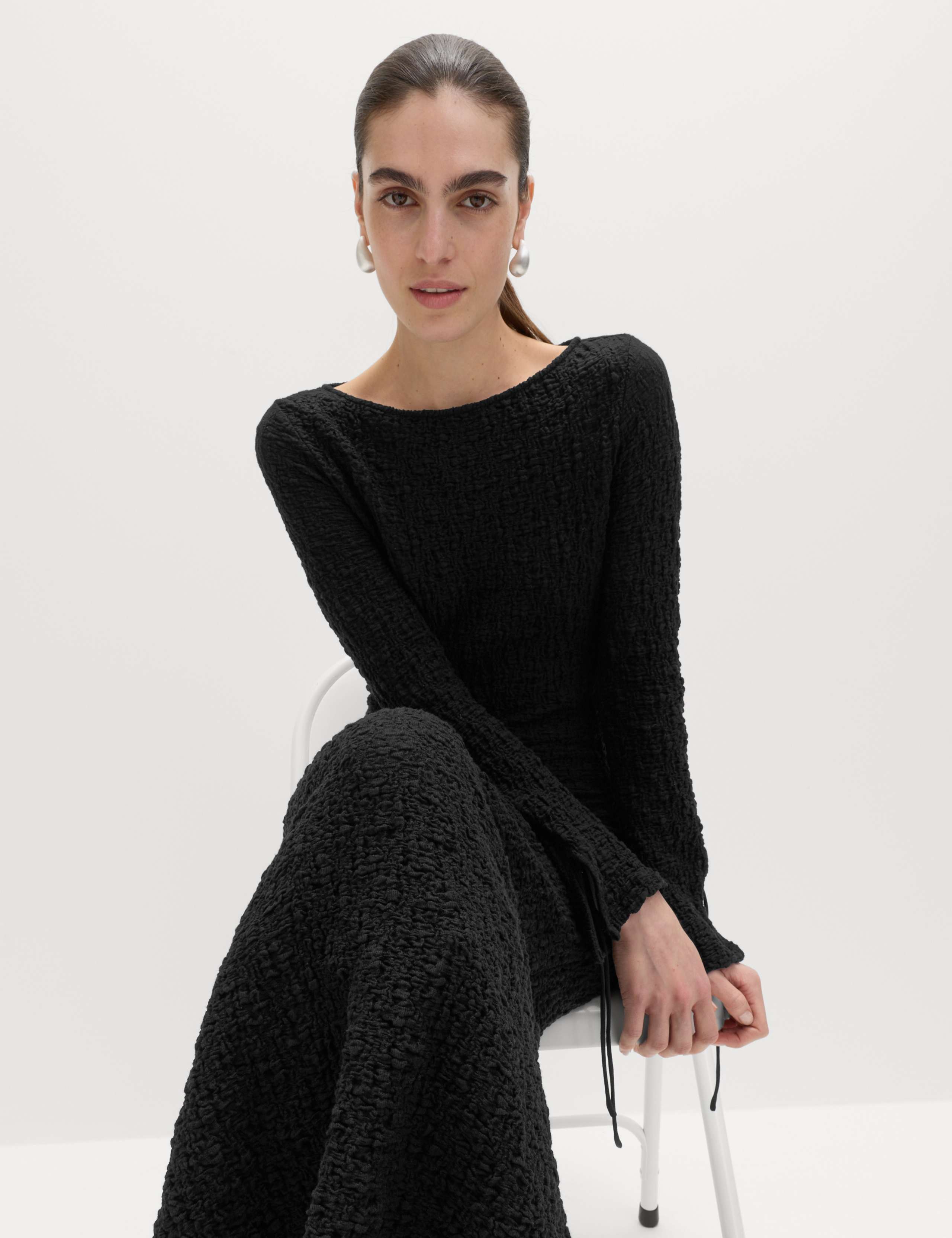 Cotton Rich Textured Midi Column Dress 6 of 6