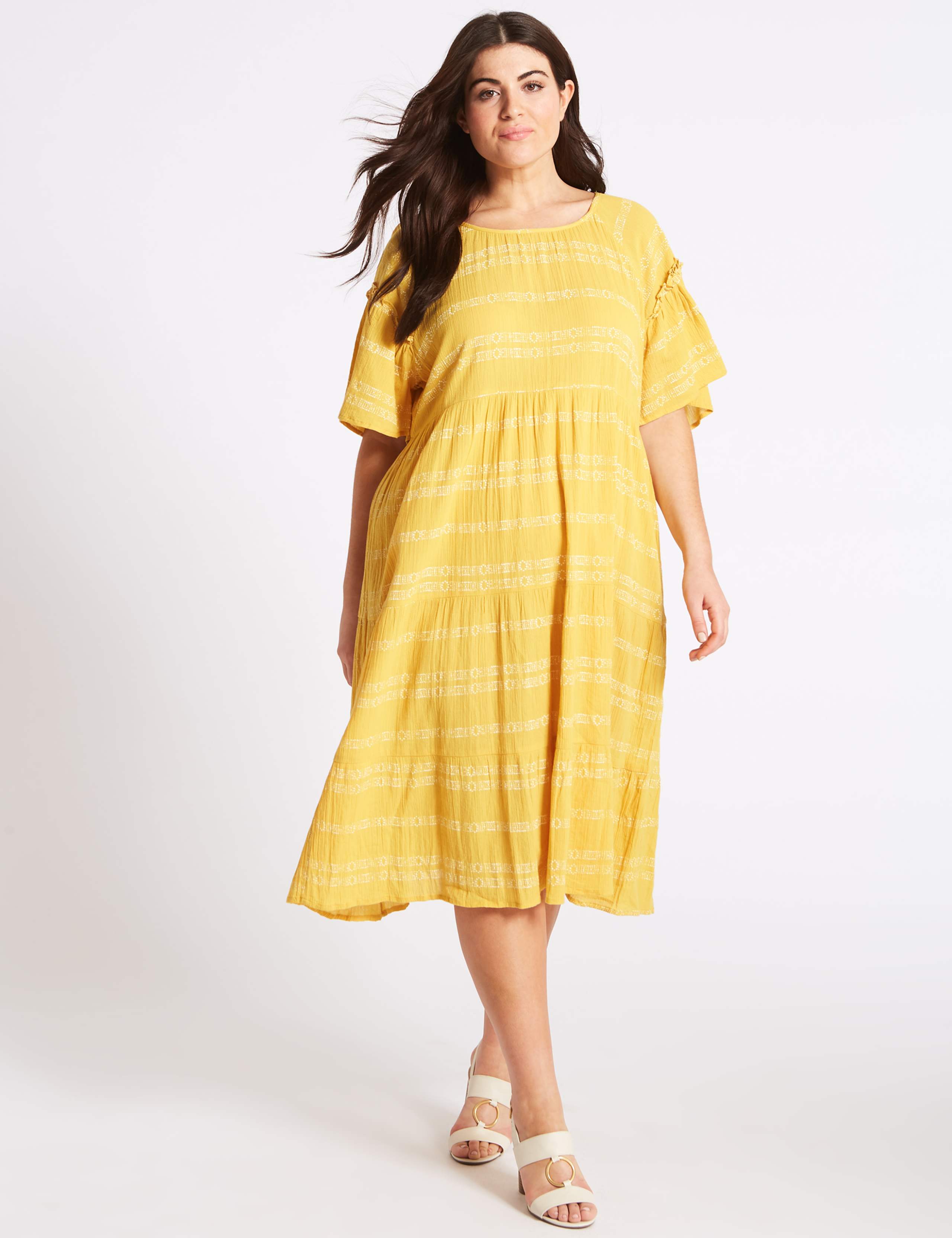 Pure Cotton Printed Skater Midi Dress 4 of 7