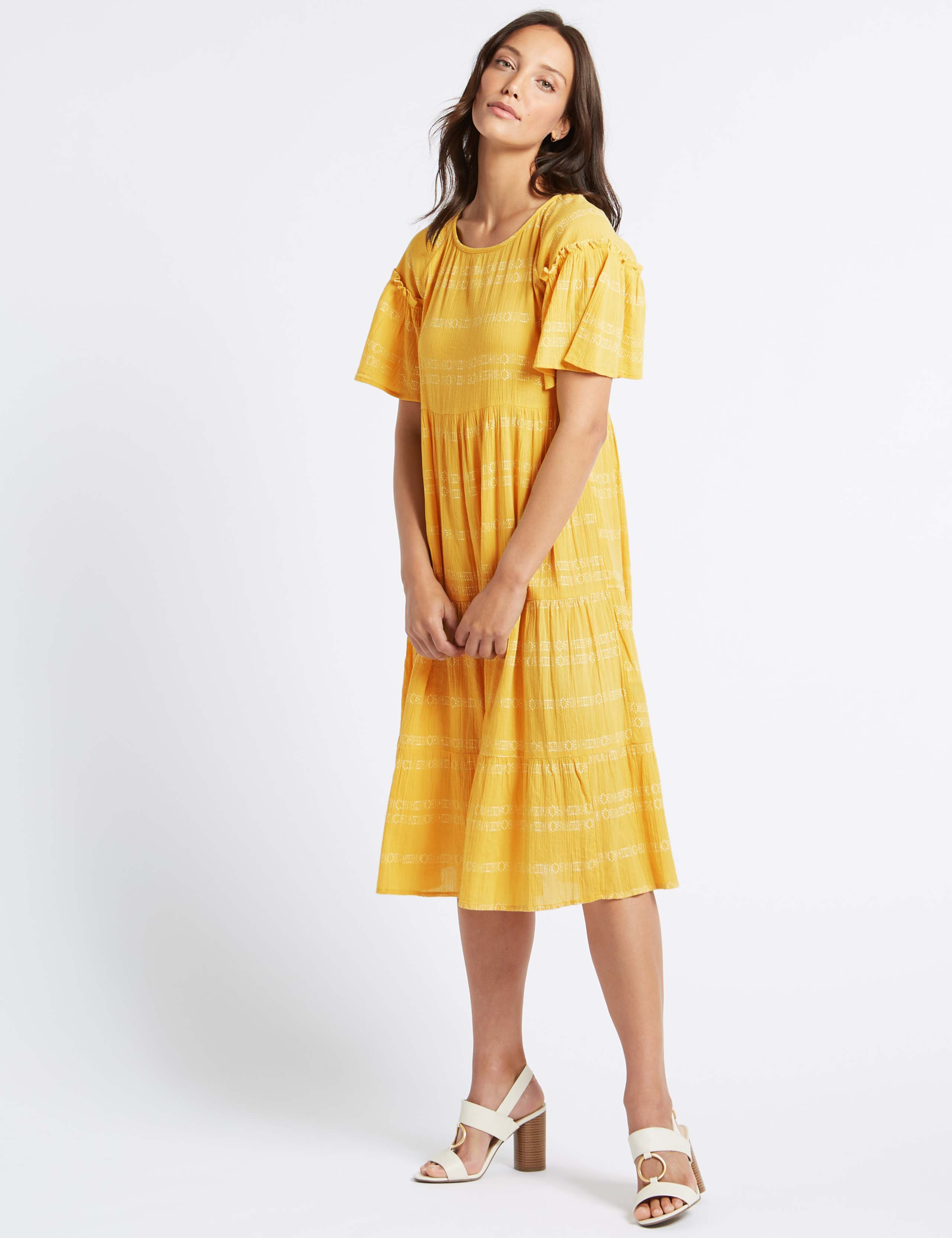 Pure Cotton Printed Skater Midi Dress 5 of 7