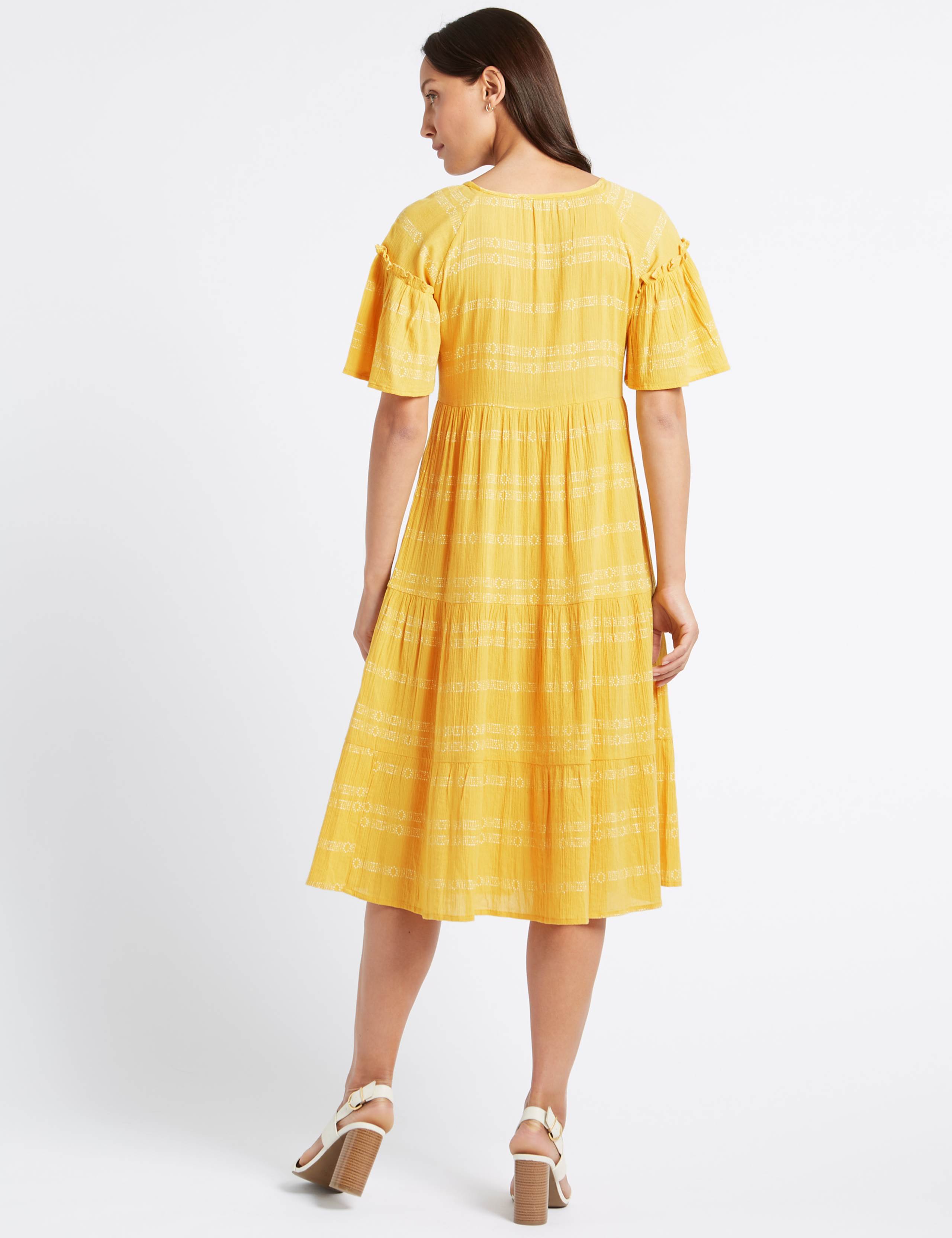 Pure Cotton Printed Skater Midi Dress 6 of 7