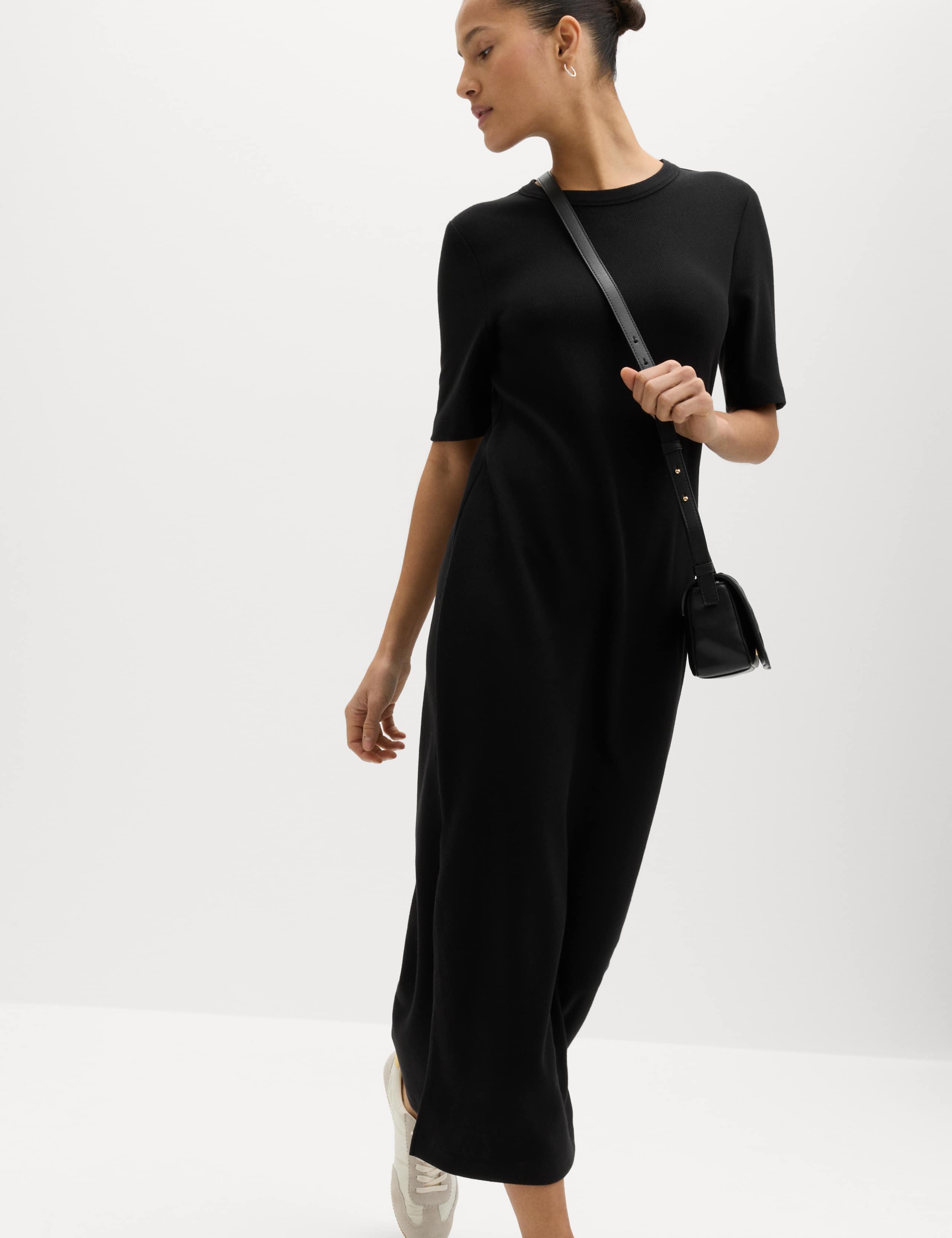Jersey Ribbed Midi T-Shirt Dress 1 of 6
