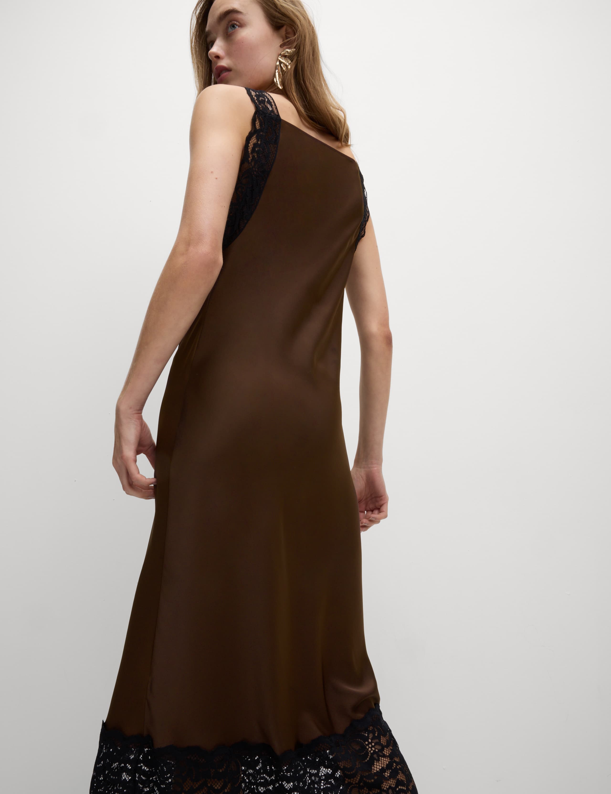 Satin Lace Square Neck Midaxi Slip Dress 7 of 7