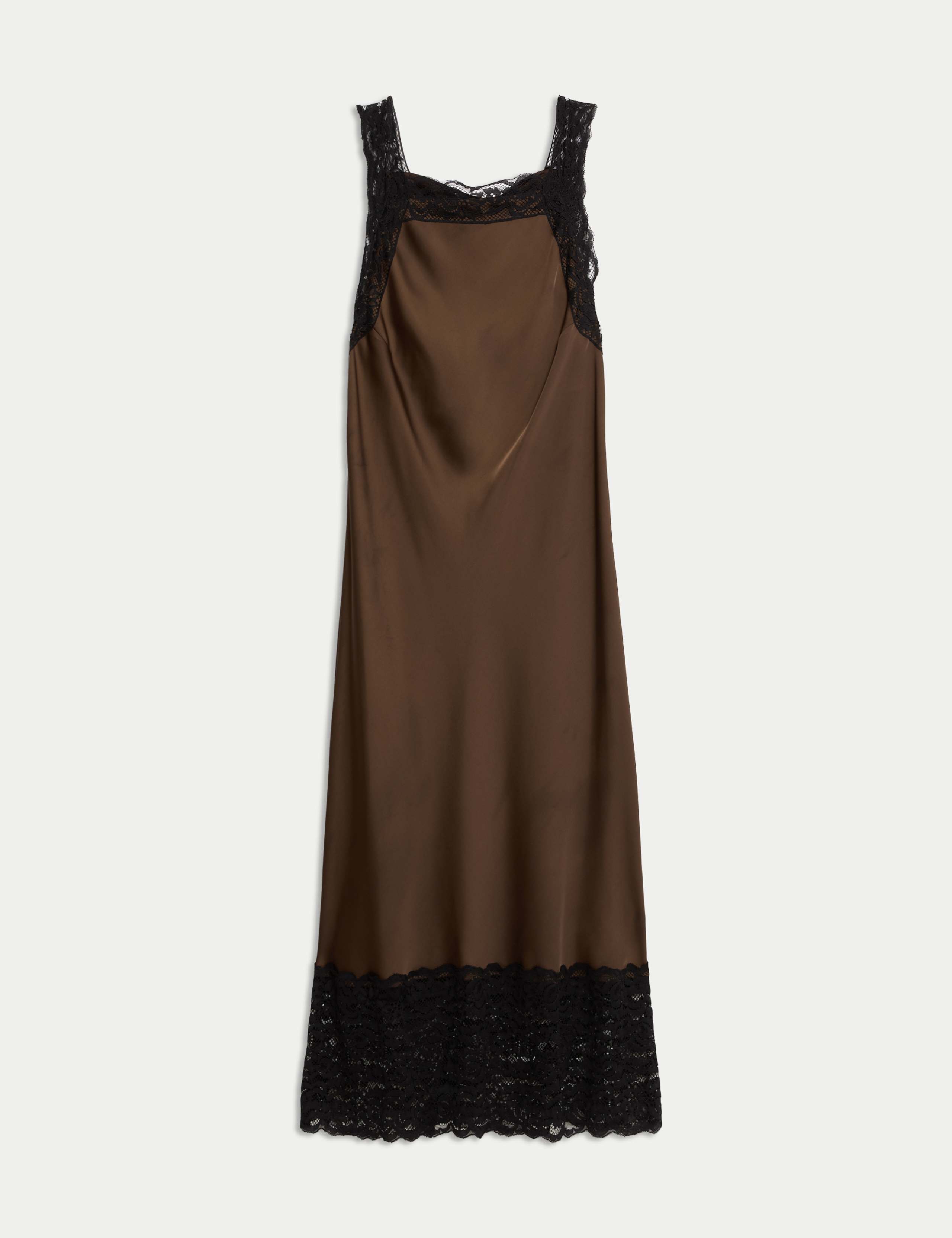 Satin Lace Square Neck Midaxi Slip Dress 2 of 7
