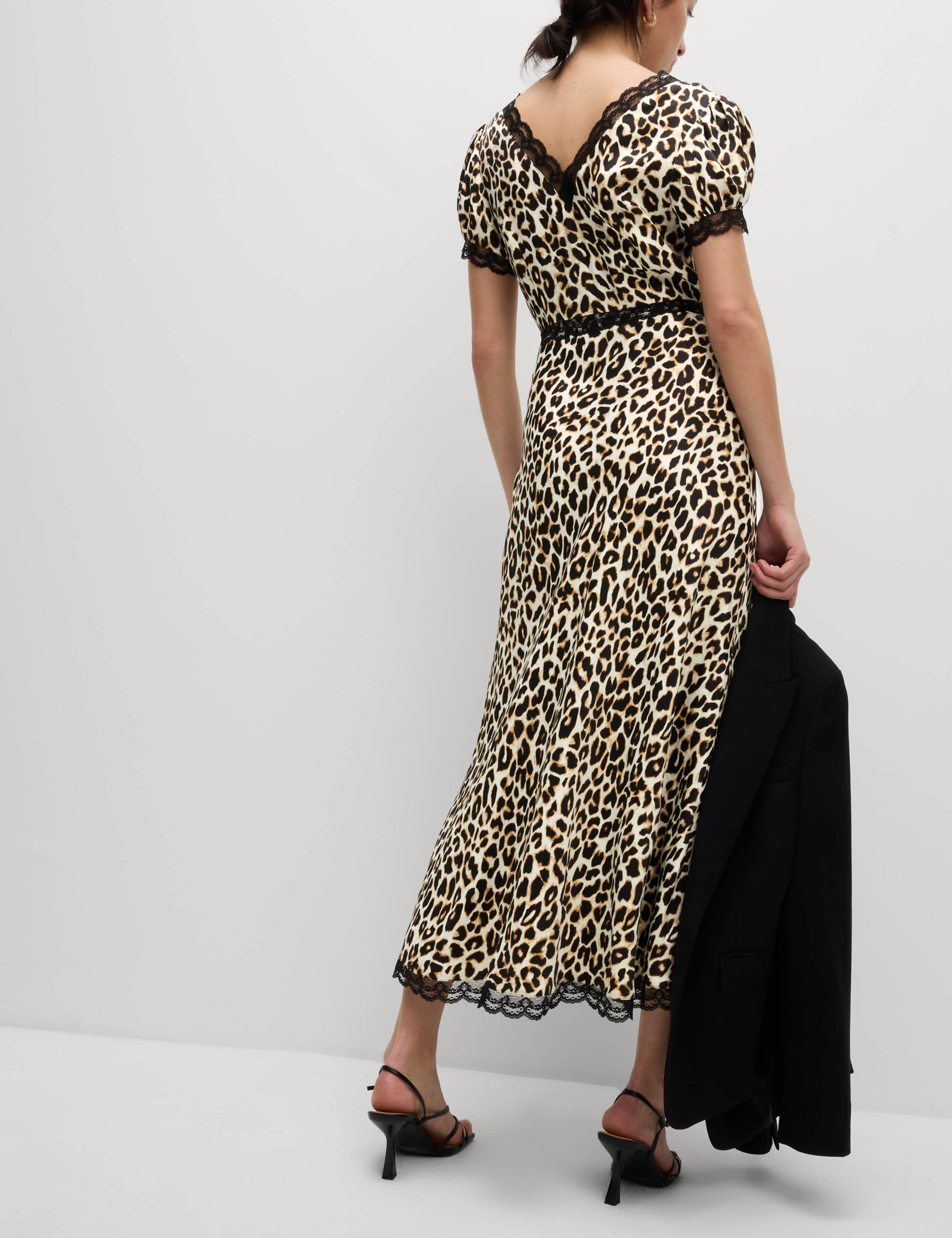 Lyocell Blend Leopard Print Square Neck Midaxi Tea Dress 5 of 5