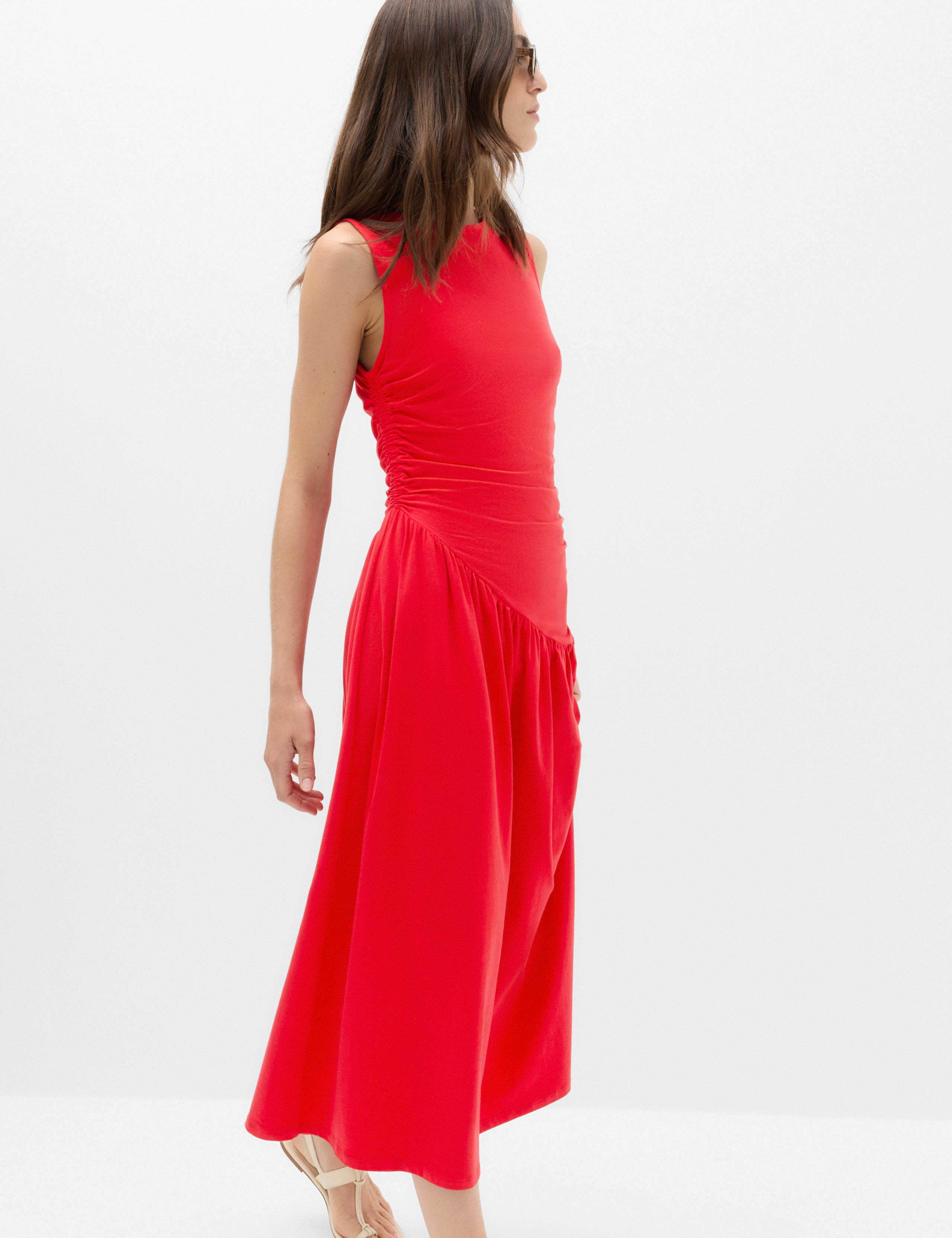 Jersey Ruched Midaxi Drop Waist Dress 4 of 6