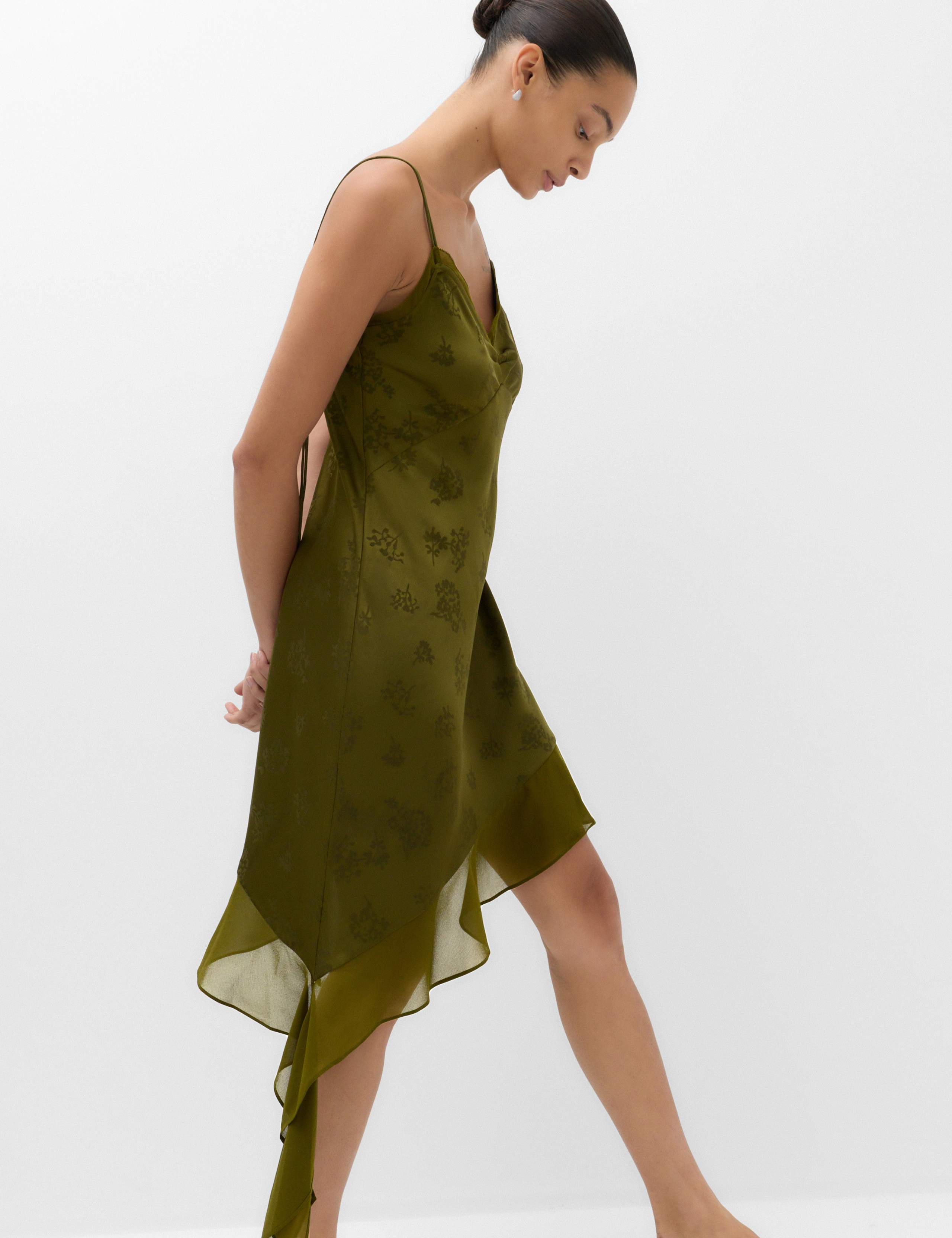 Satin Jacquard Mini Slip Dress 4 of 5