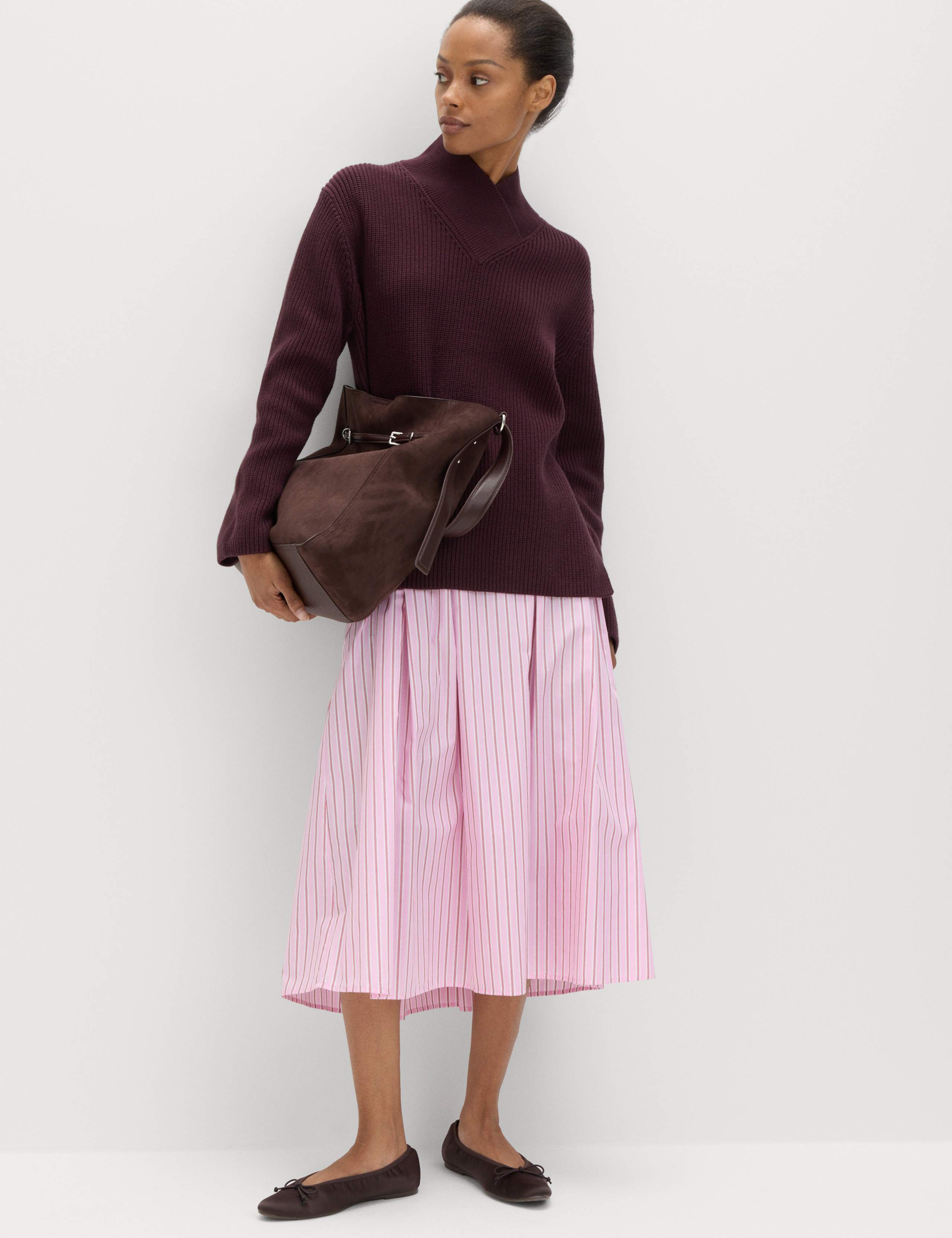 Pure Cotton Striped Midi Circle Skirt 1 of 5