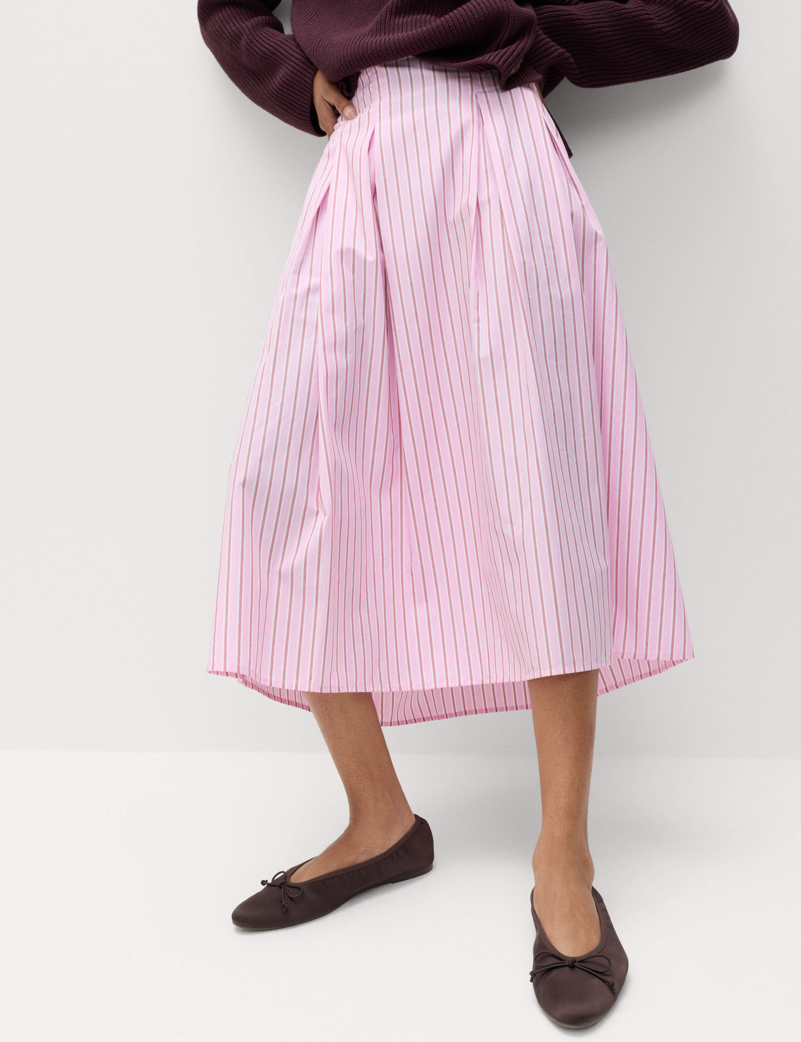 Pure Cotton Striped Midi Circle Skirt 3 of 5