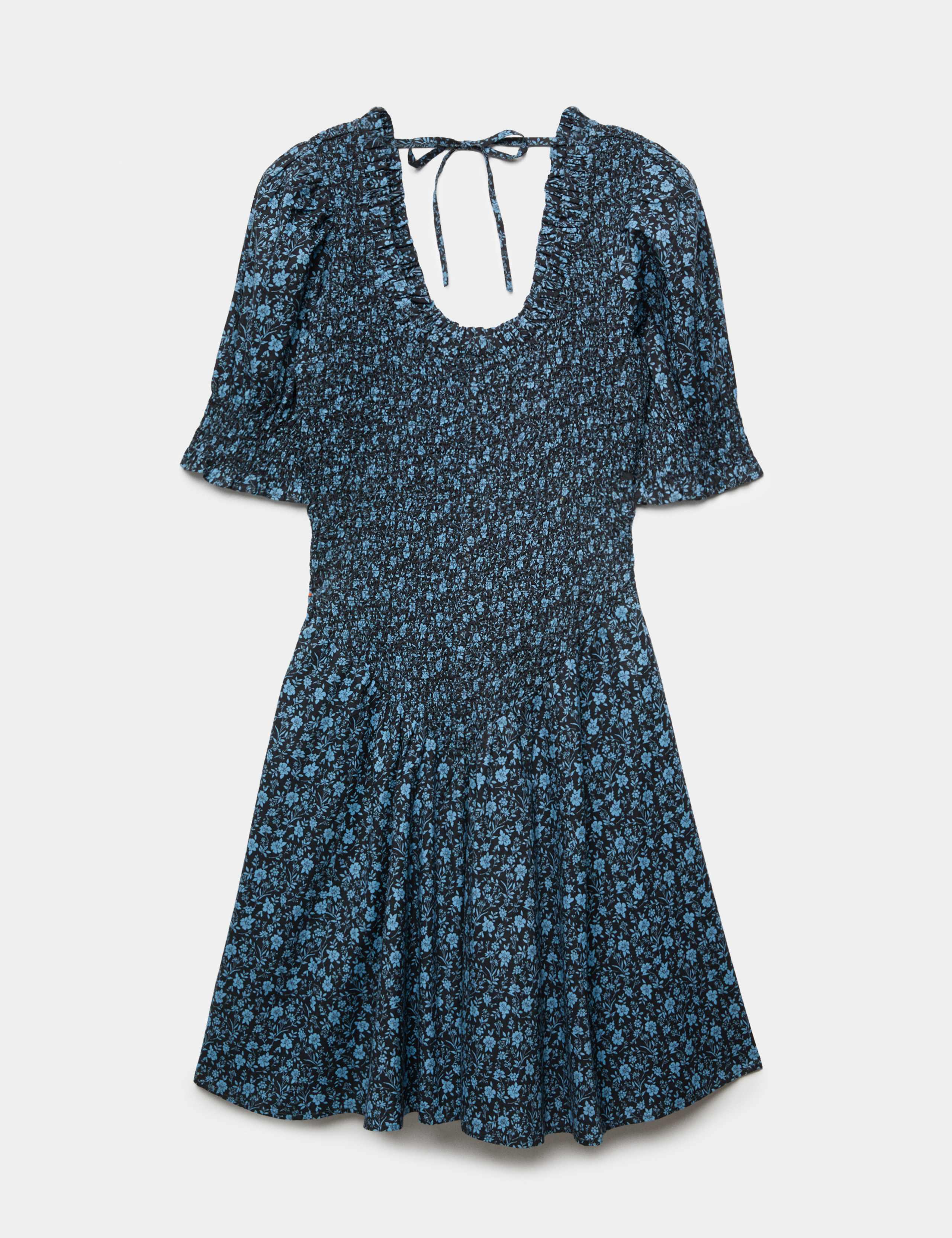 Pure Cotton Floral Mini Shirred Dress 2 of 7