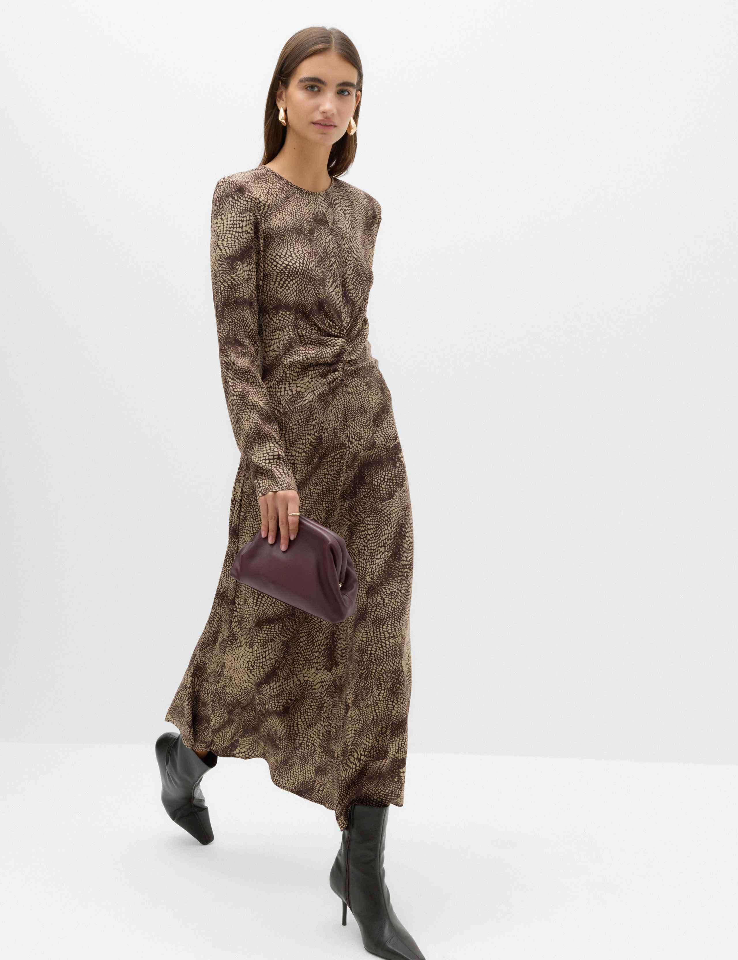 Animal Print Ruched Midi Column Dress 1 of 6