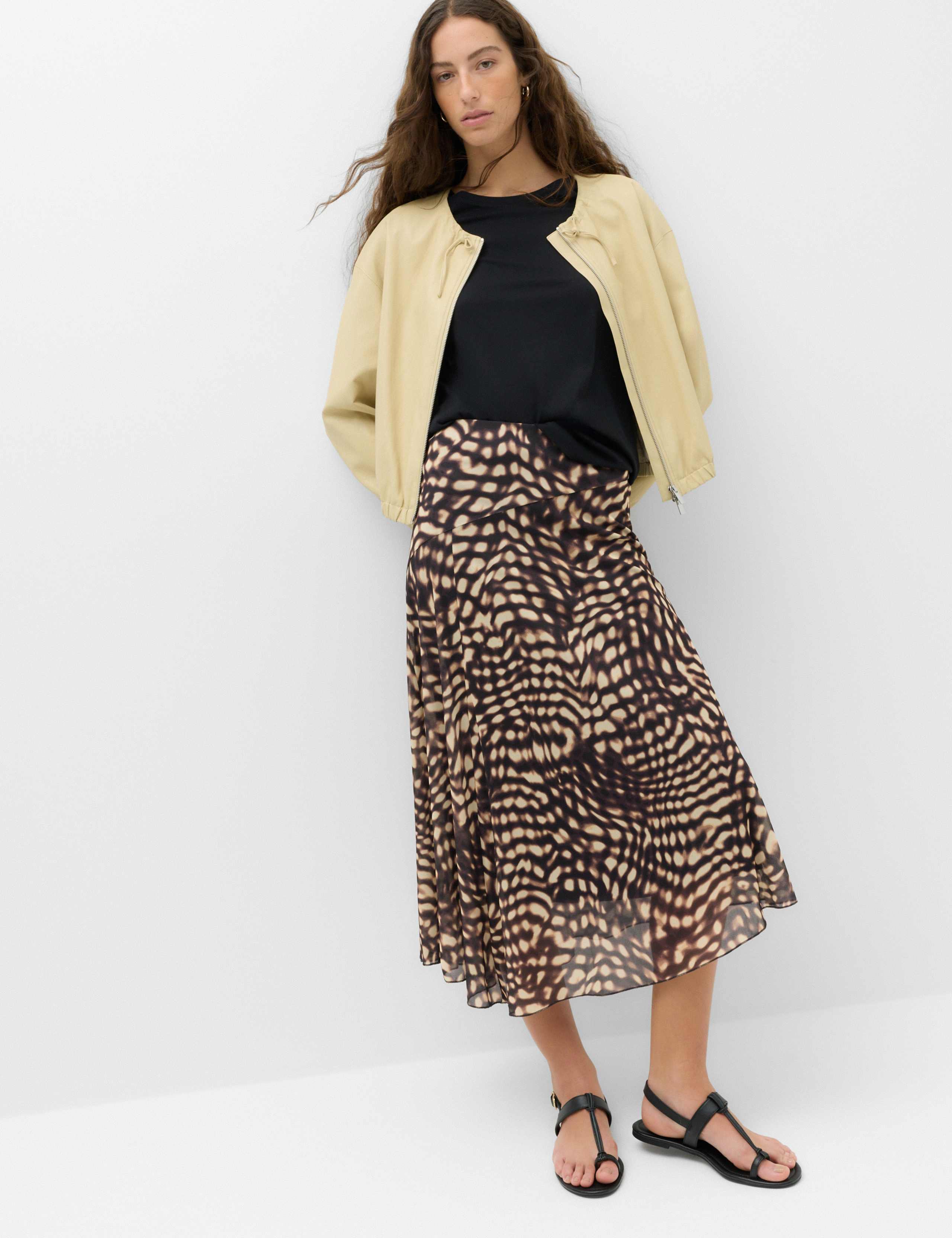 Mesh Animal Print Midi Asymmetric Skirt 1 of 6