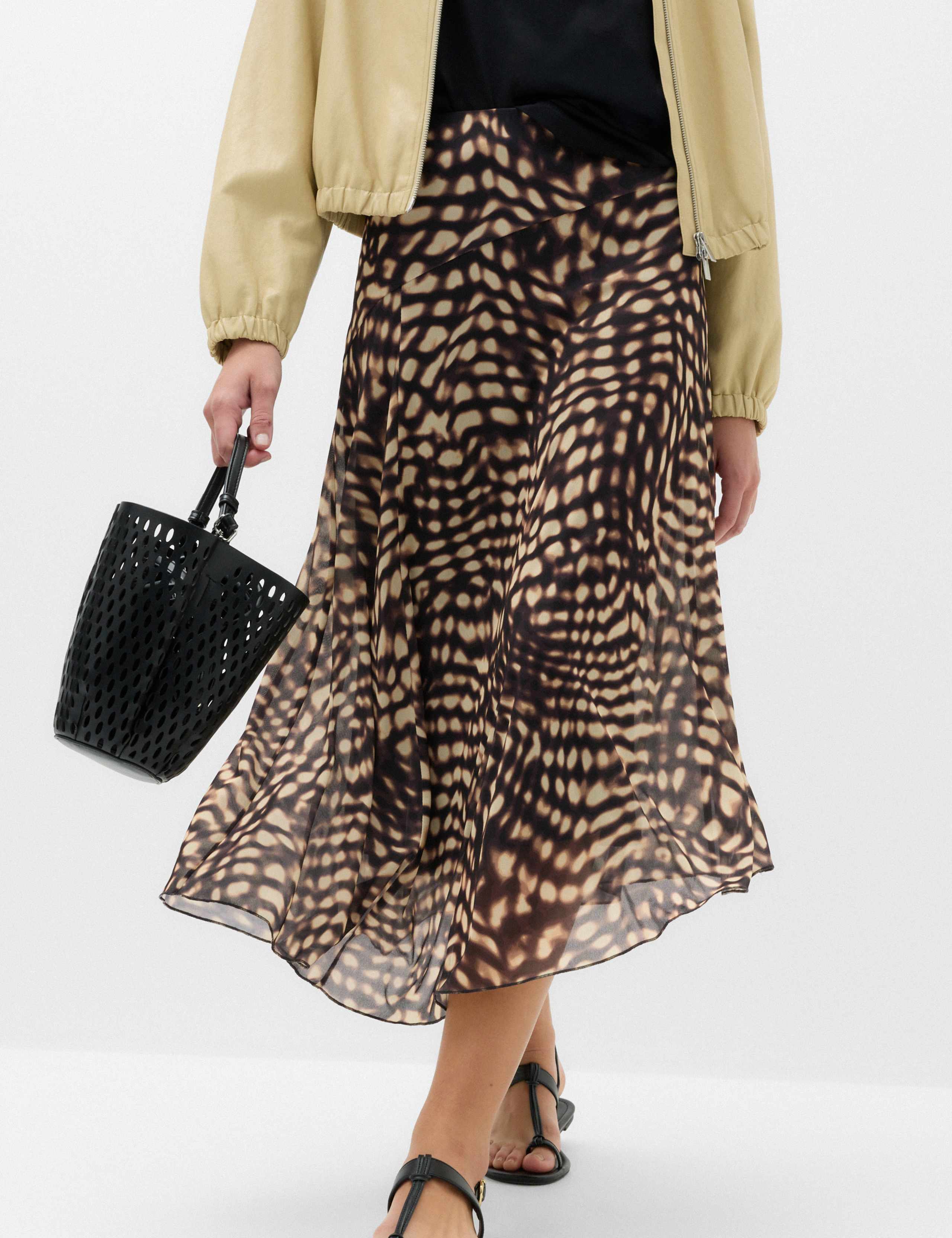 Mesh Animal Print Midi Asymmetric Skirt 6 of 6