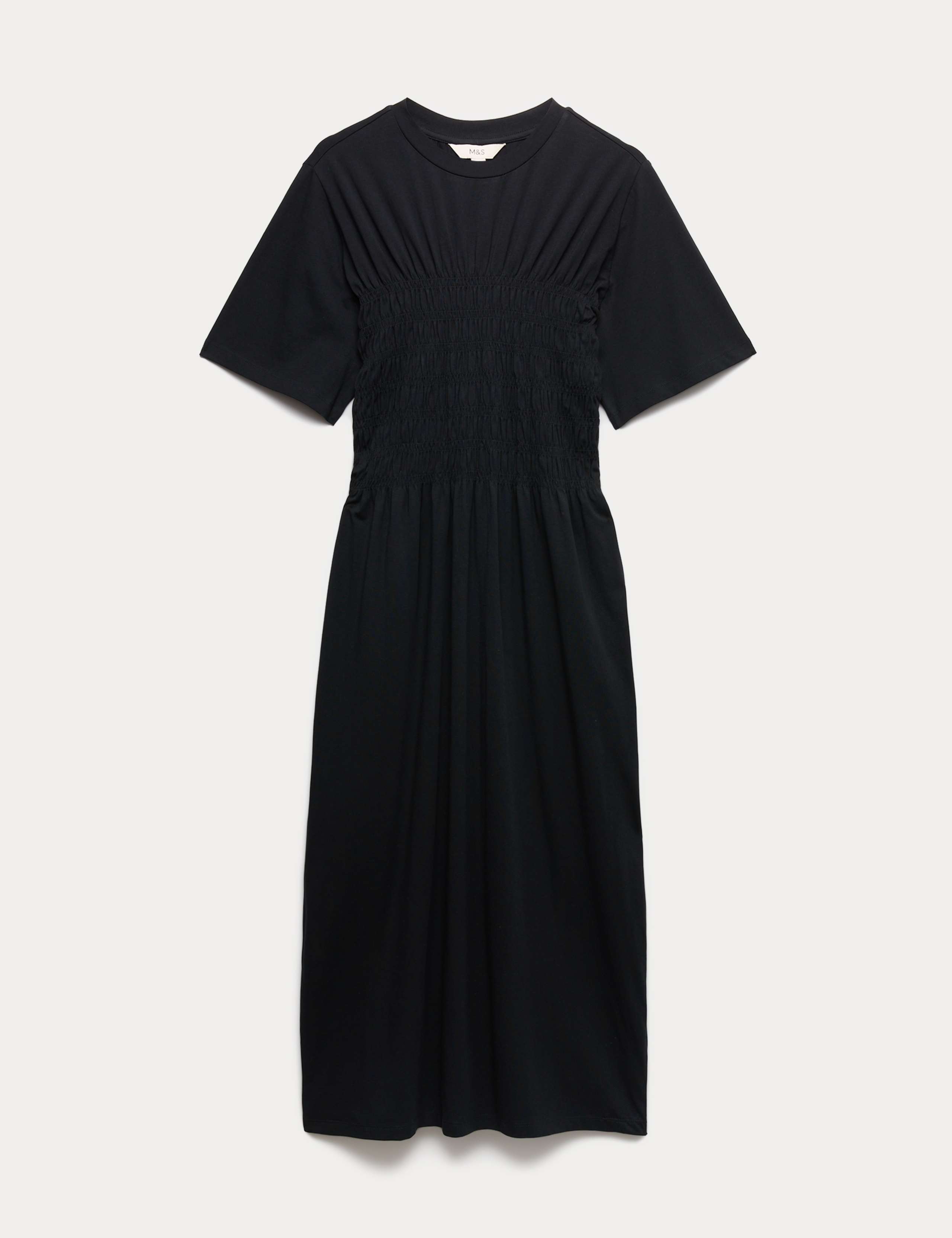 Cotton Rich Shirred Midi T-Shirt Dress 2 of 5