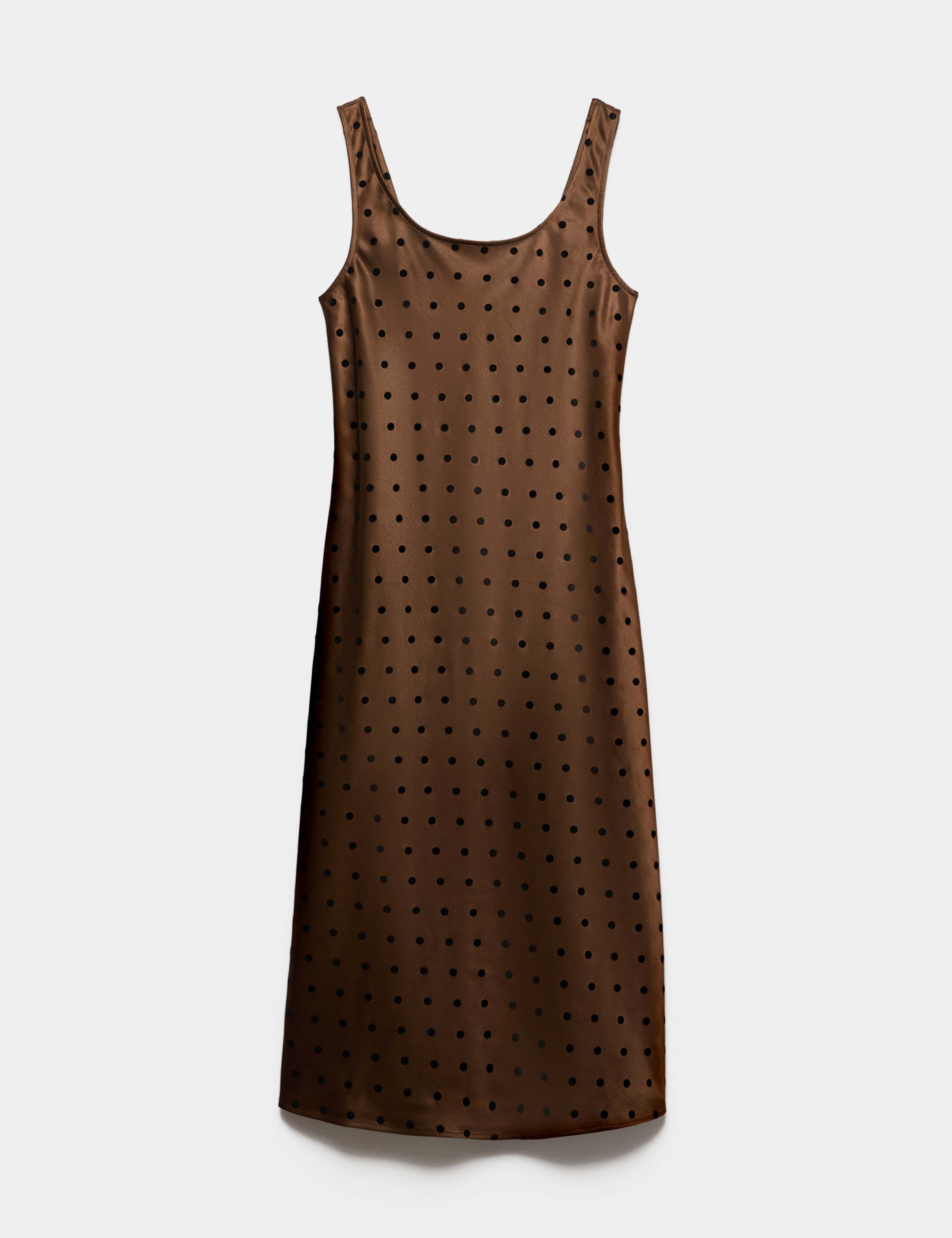Satin Polka Dot Flocked Midi Slip Dress 2 of 6