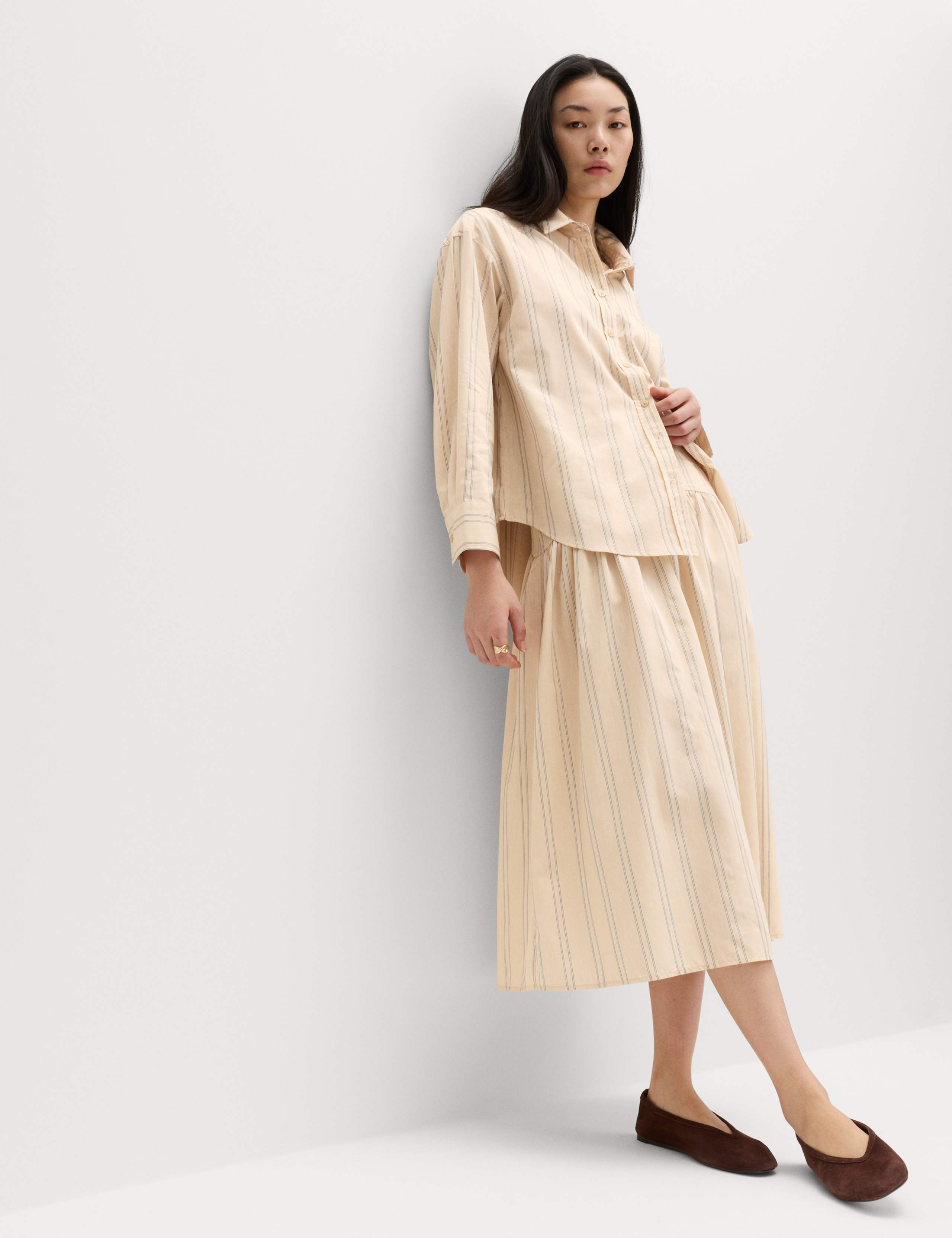 Striped Midaxi Circle Skirt With Cotton 3 of 6