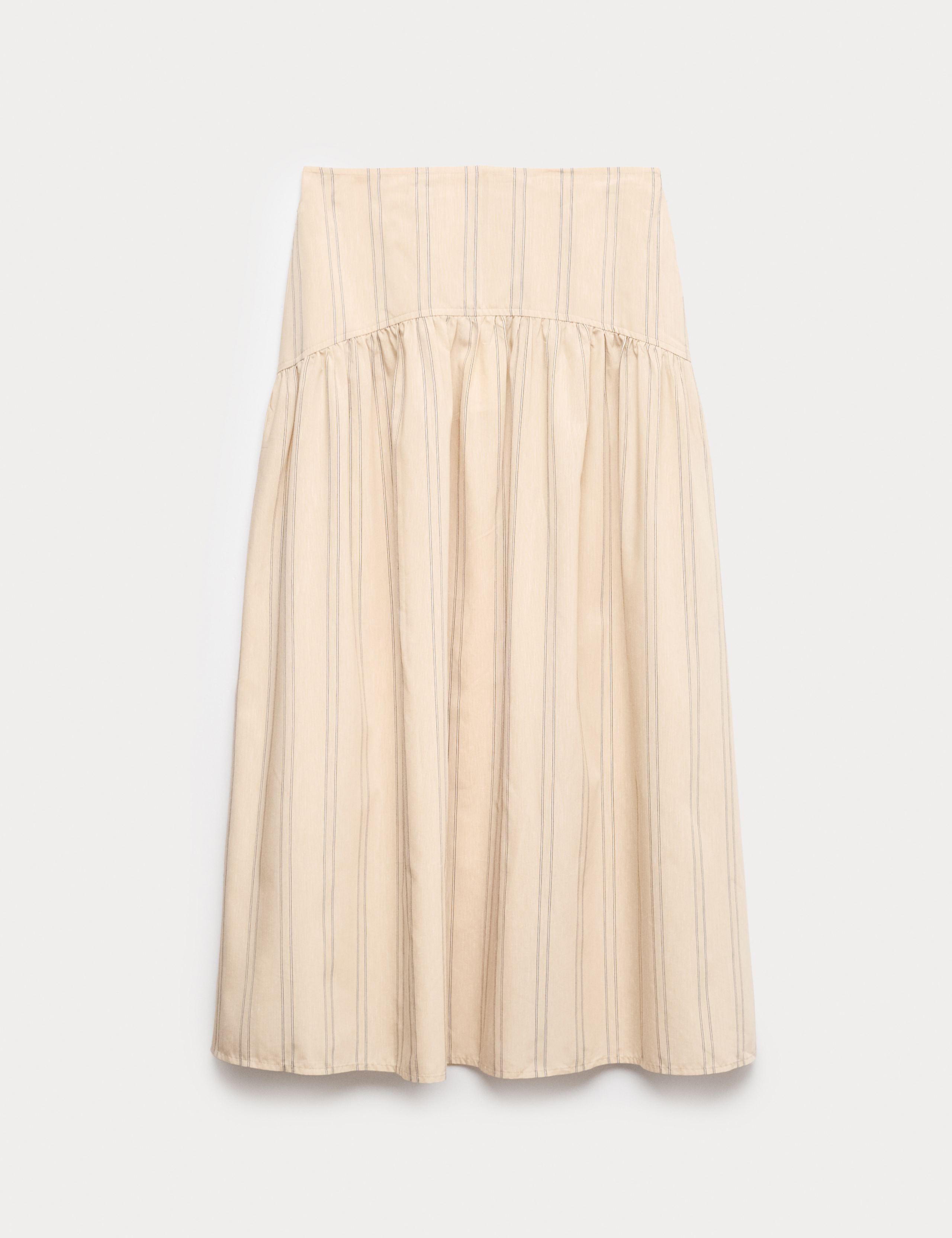 Striped Midaxi Circle Skirt With Cotton 2 of 6