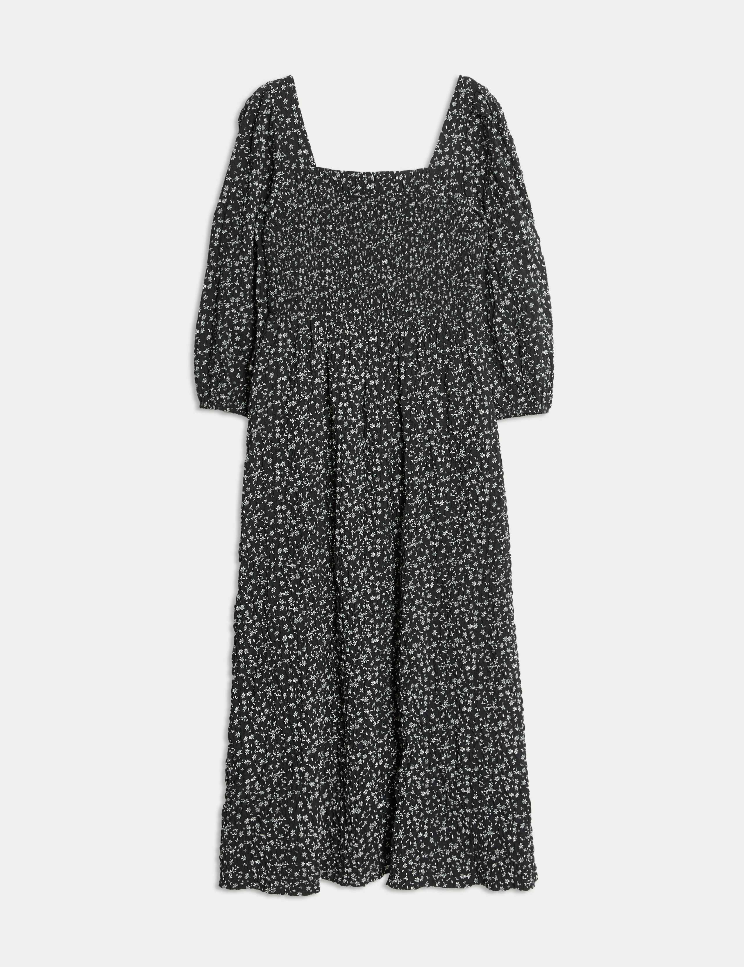 Floral Square Neck Midi Waisted Dress 2 of 4