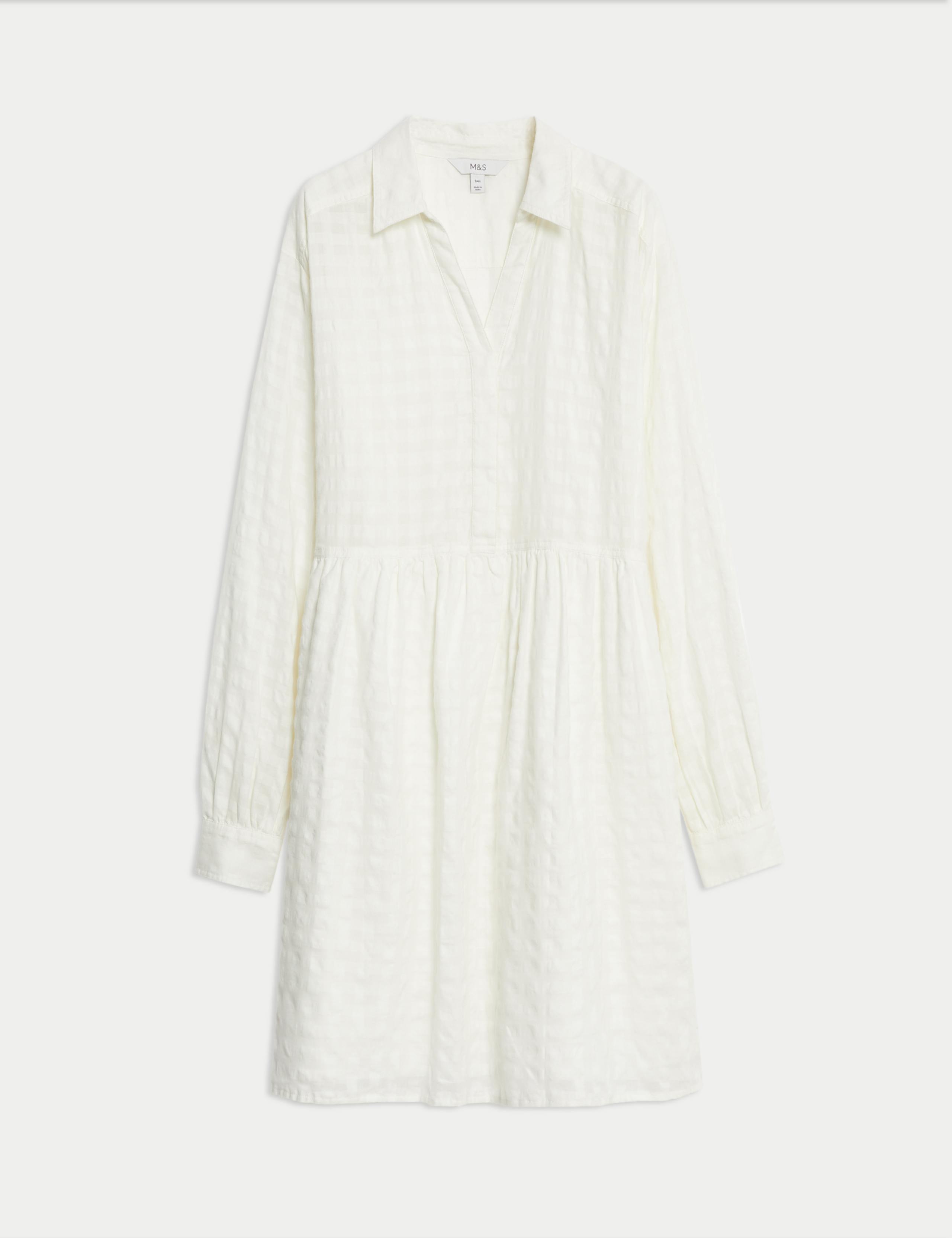 Pure Cotton Textured Mini Waisted Dress 2 of 6