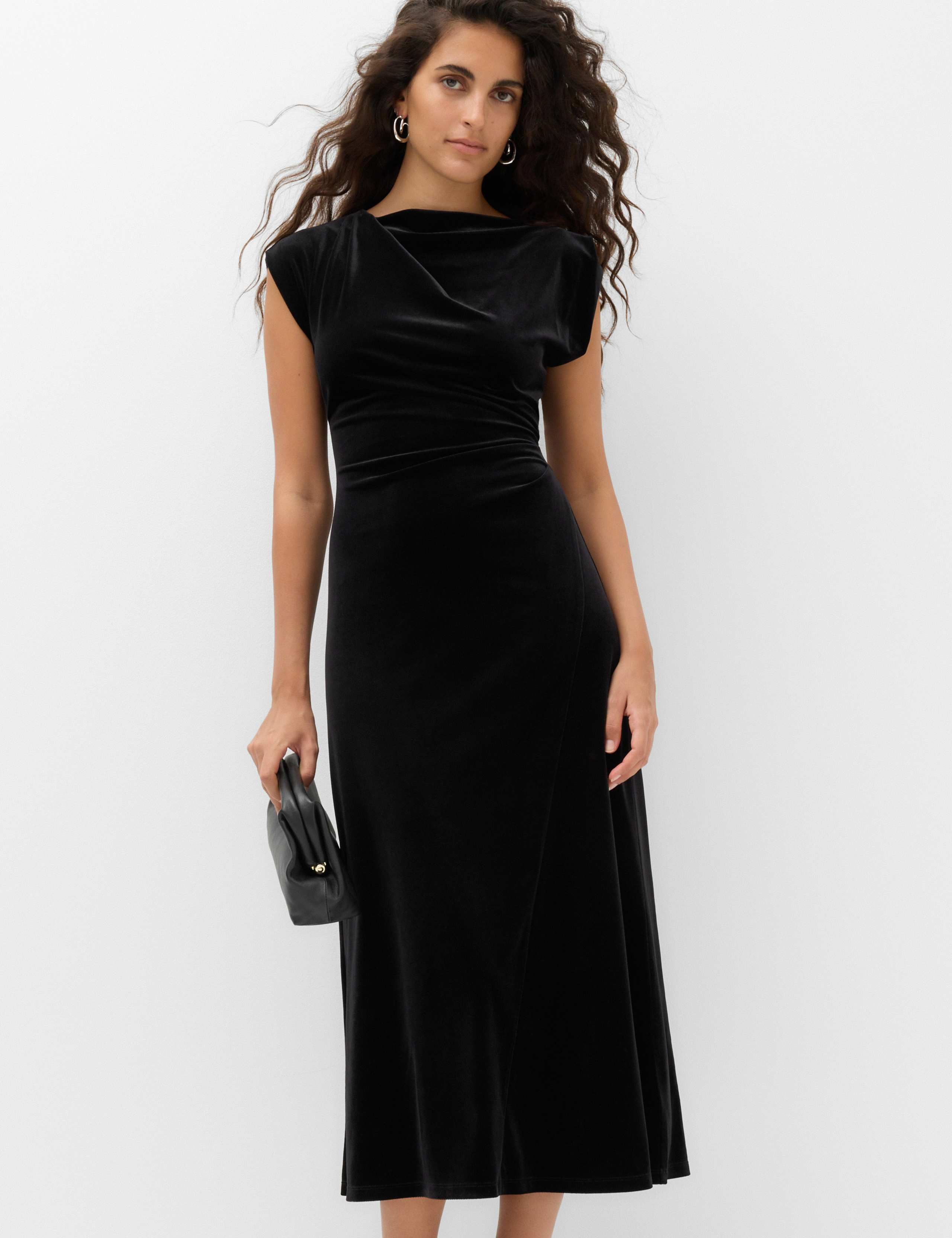 Velvet One Shoulder Midi Column Dress 6 of 6