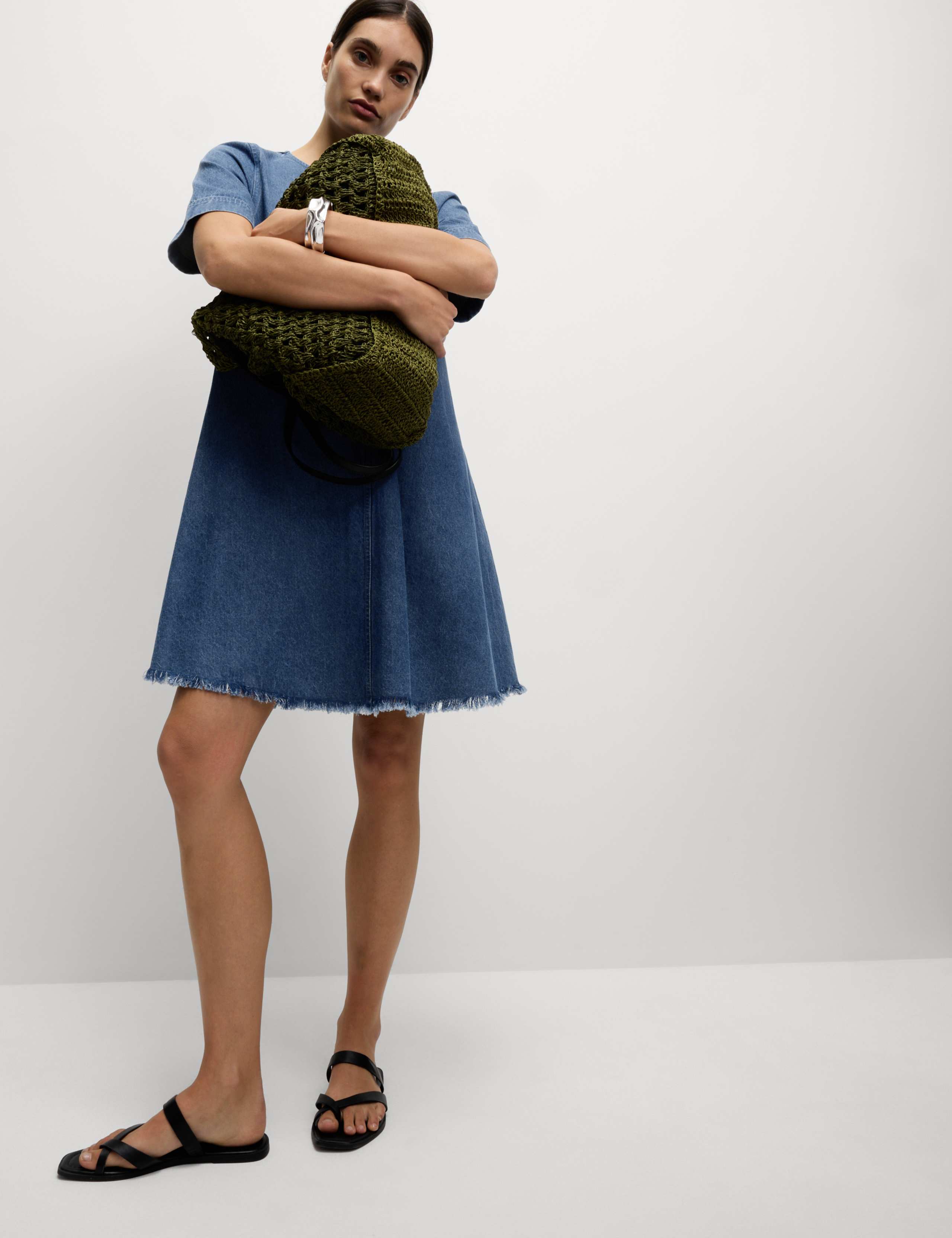 Pure Cotton Denim Mini Swing Dress 3 of 6