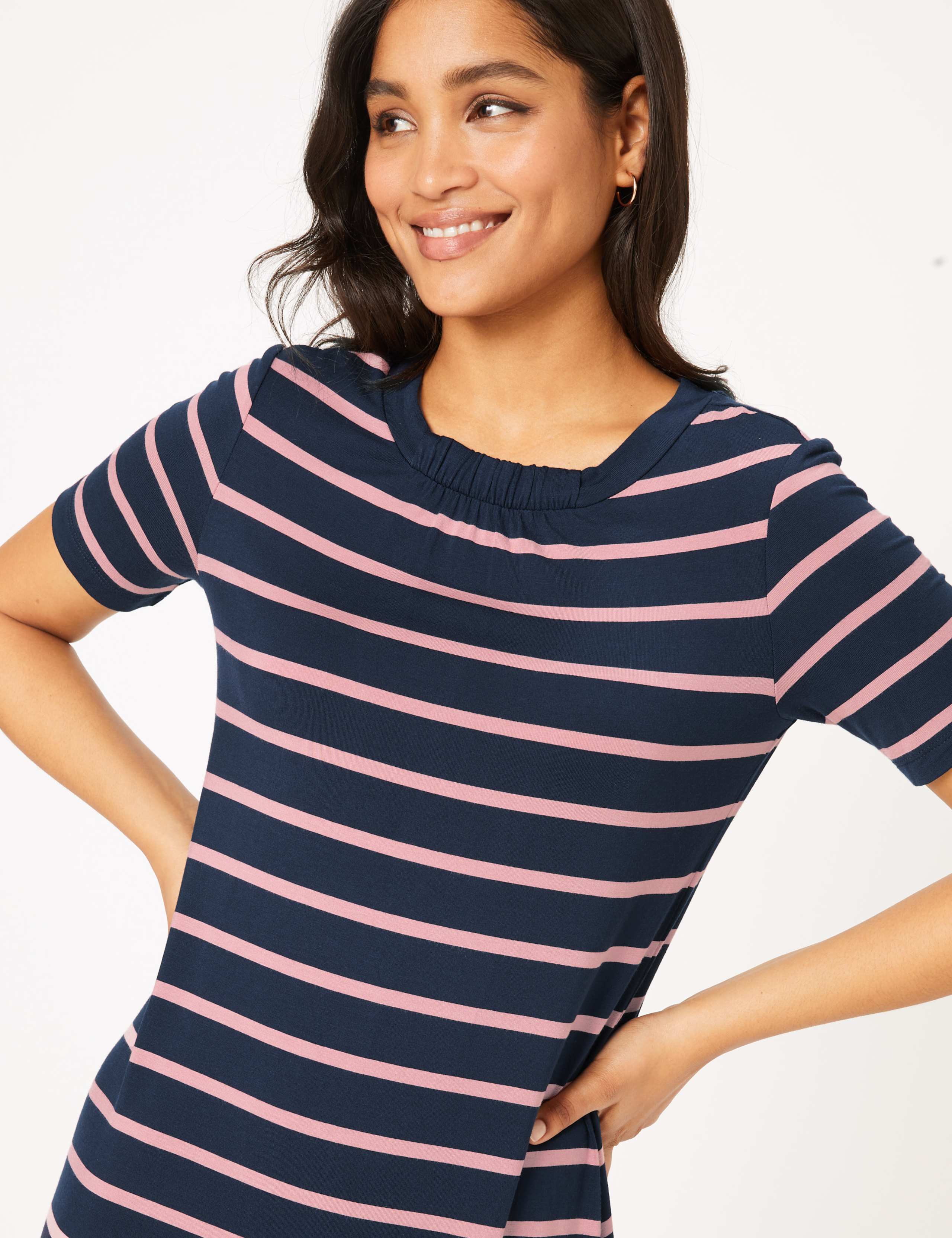 Jersey Striped Knee Length Swing Dress 3 of 4