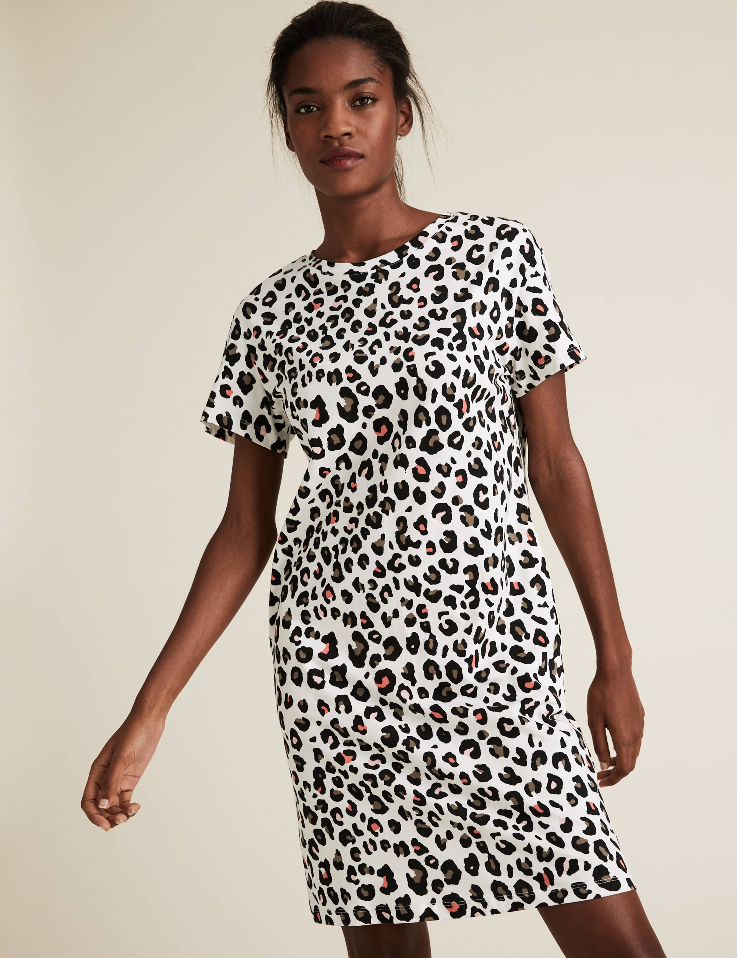 Pure Cotton Animal Print Mini T-Shirt Dress 2 of 4