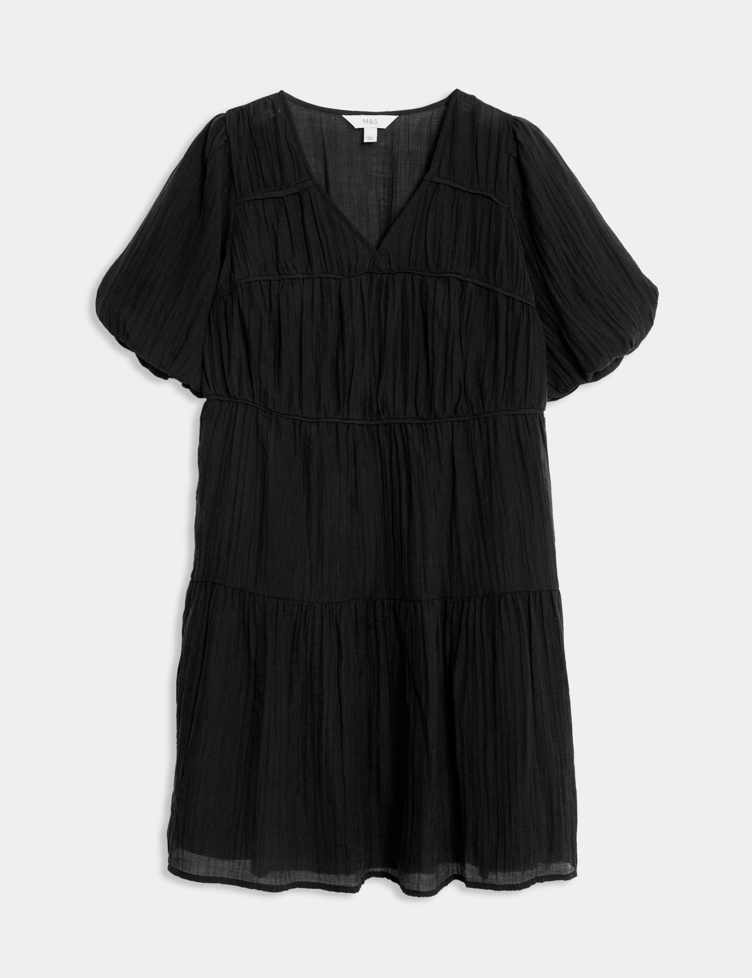Lyocell Rich V-Neck Mini Waisted Dress 2 of 4