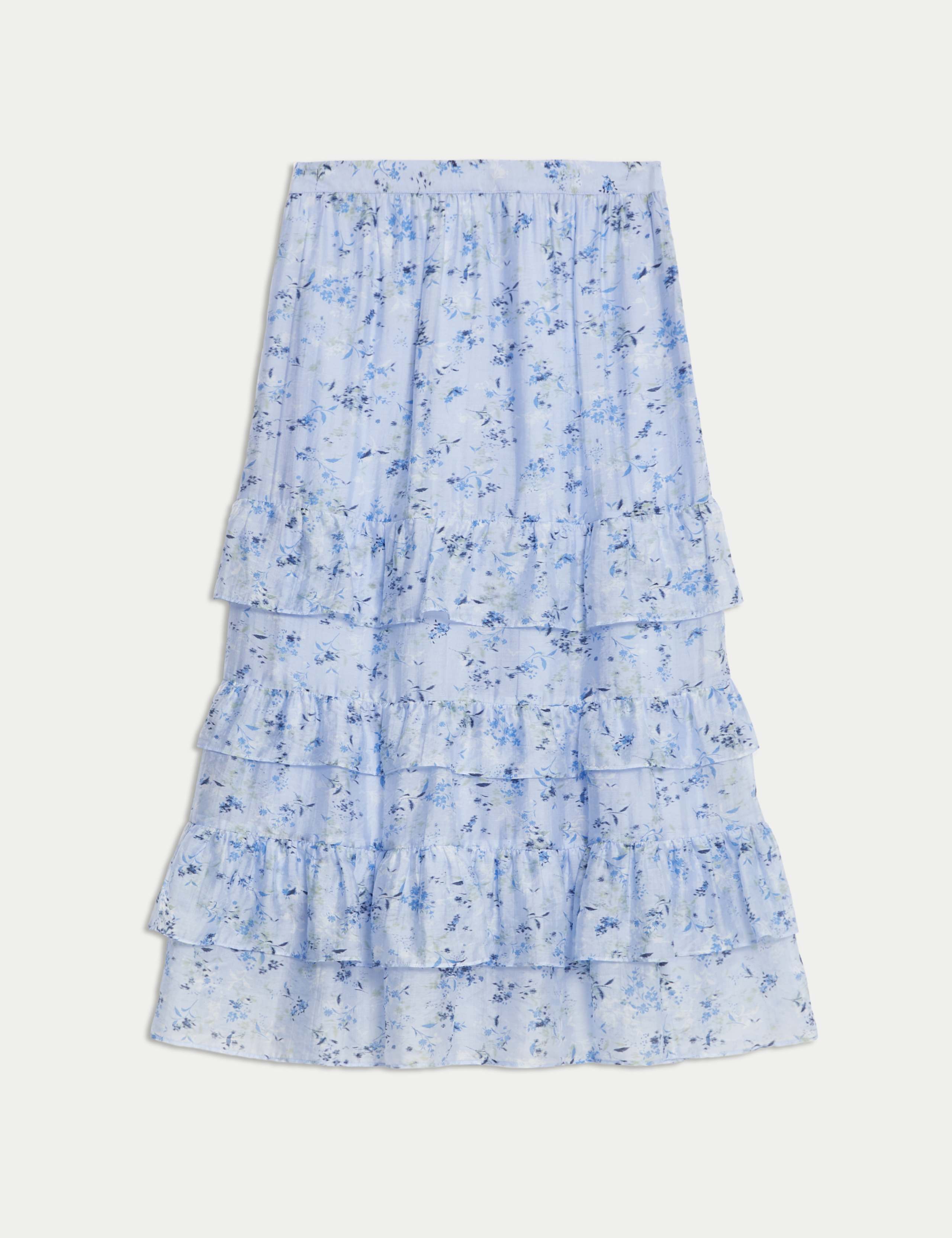 Lyocell Rich Floral Midi Tiered Skirt 2 of 5
