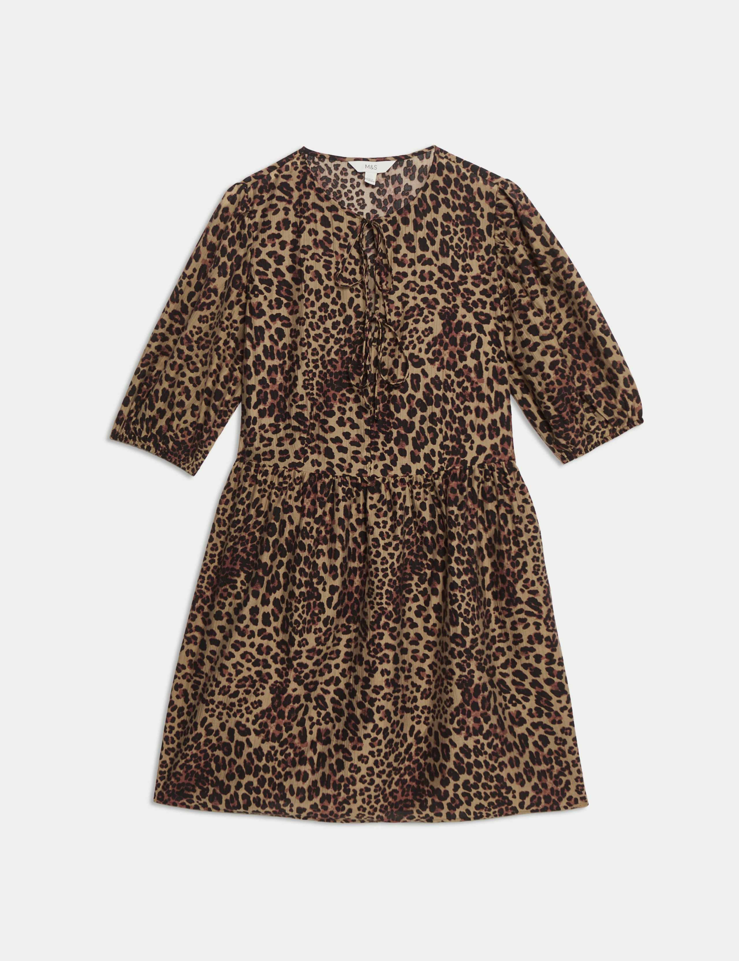 Lyocell Rich Leopard Print Mini Waisted Dress 2 of 6