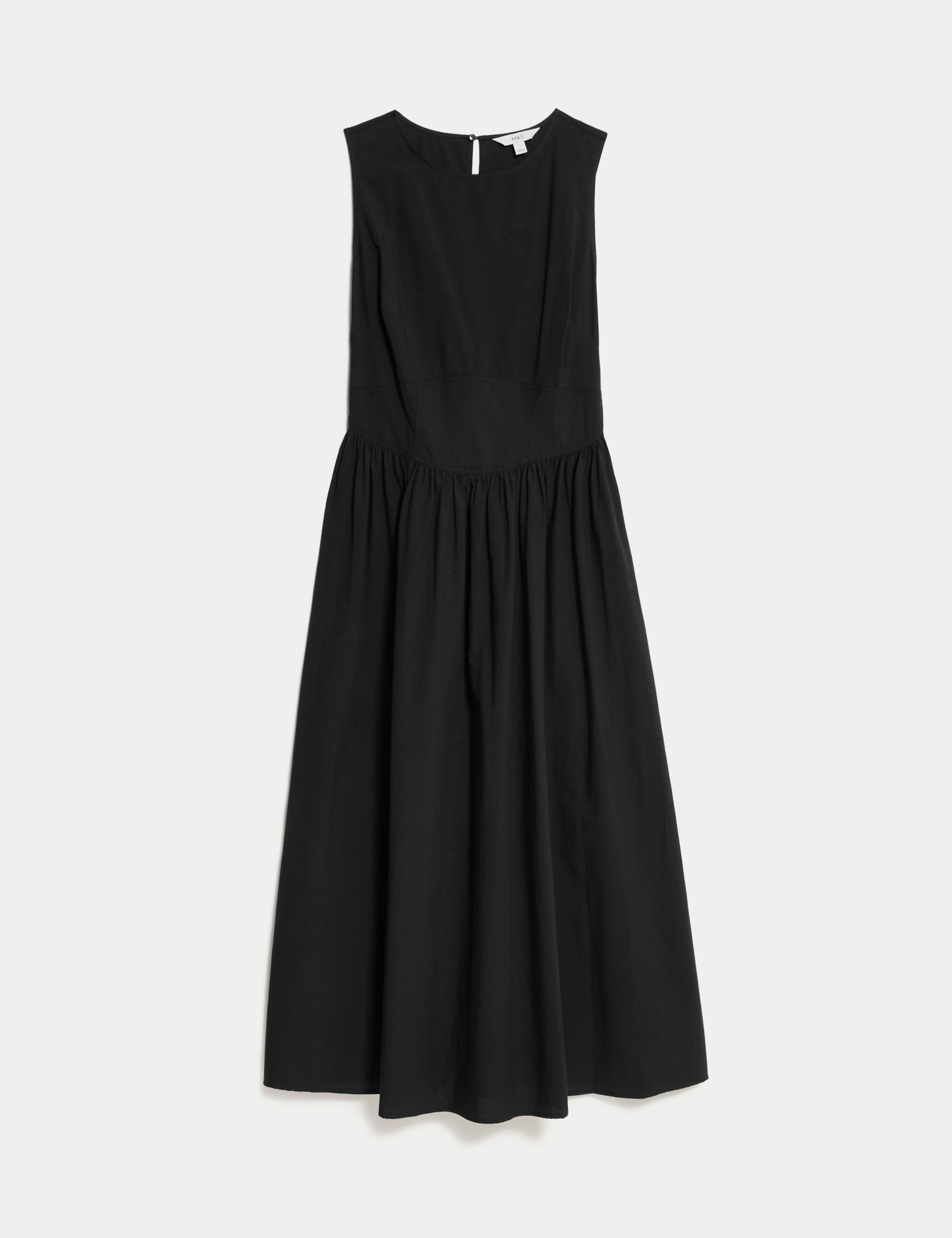 Pure Cotton Round Neck Midi Waisted Dress 2 of 5