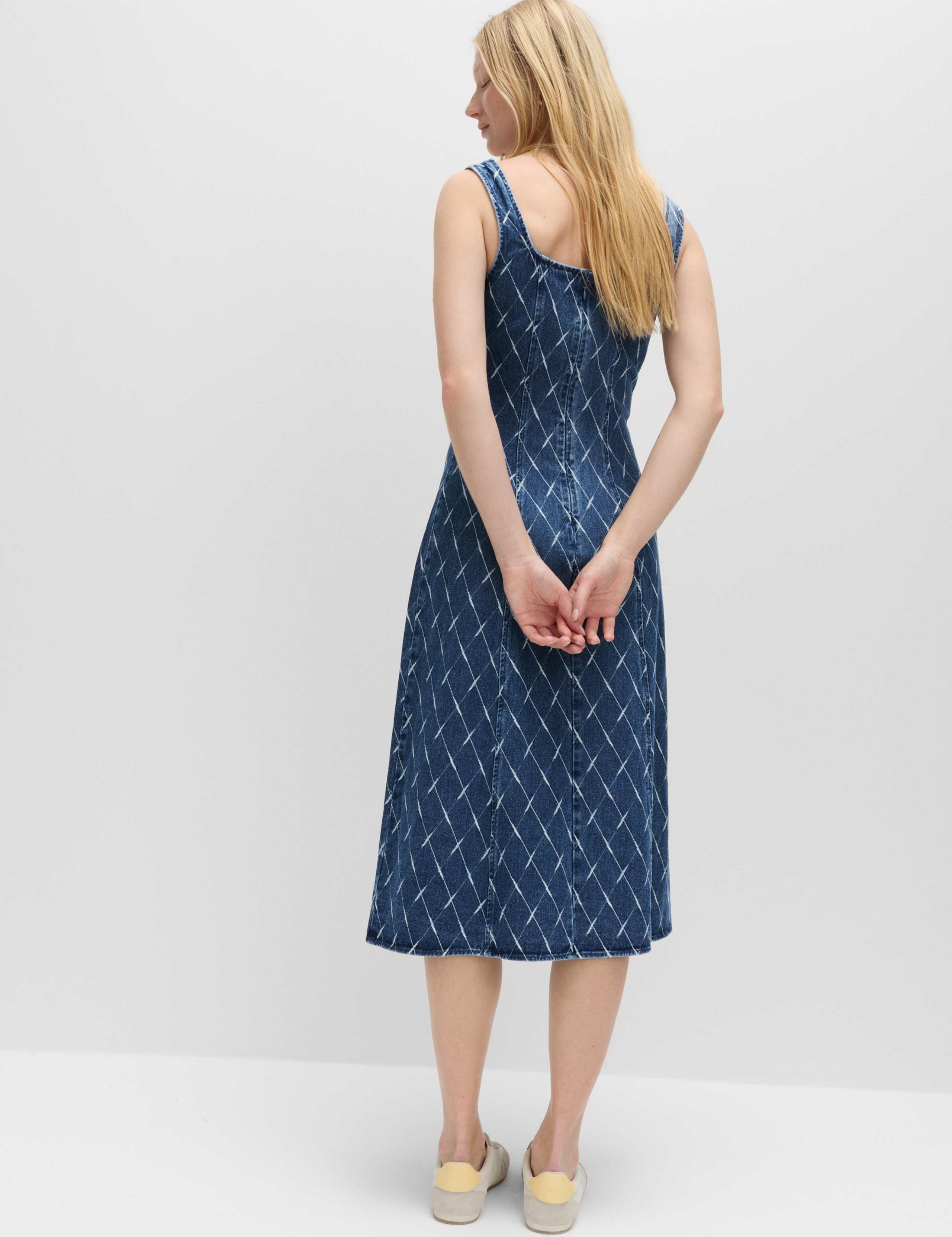 Denim Jacquard Midi Column Dress 4 of 5