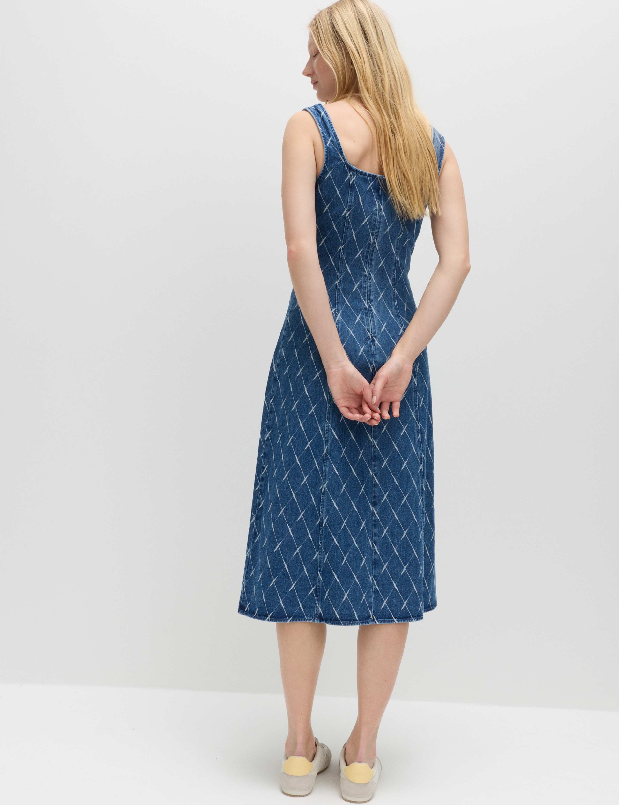 Denim Jacquard Midi Column Dress 5 of 5