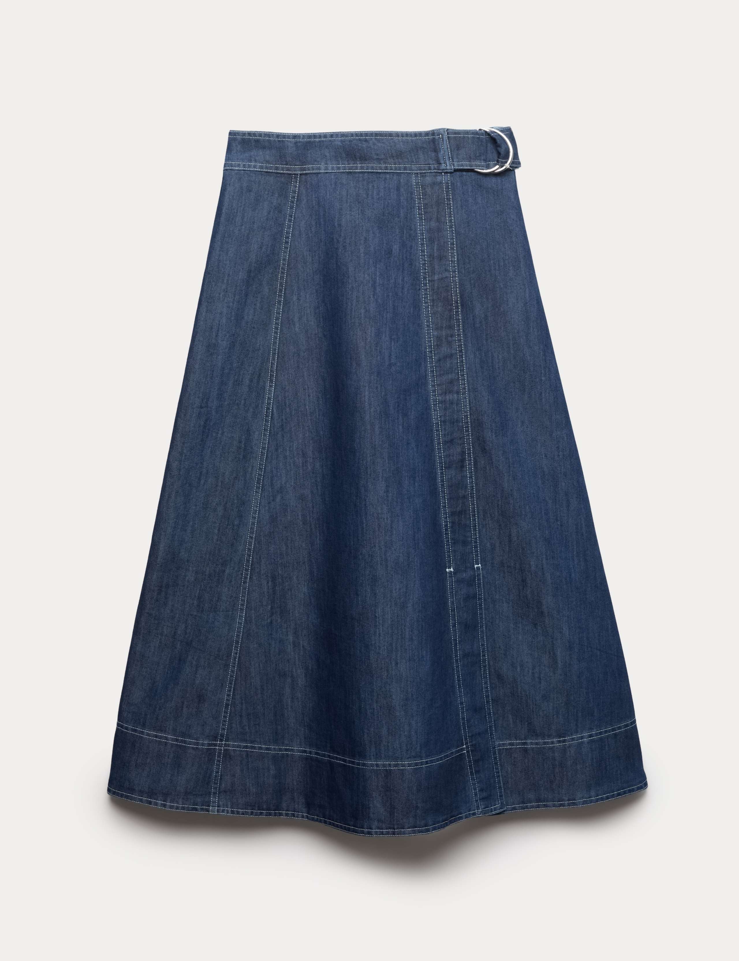 Denim Belted Midi Circle Skirt 1 of 1