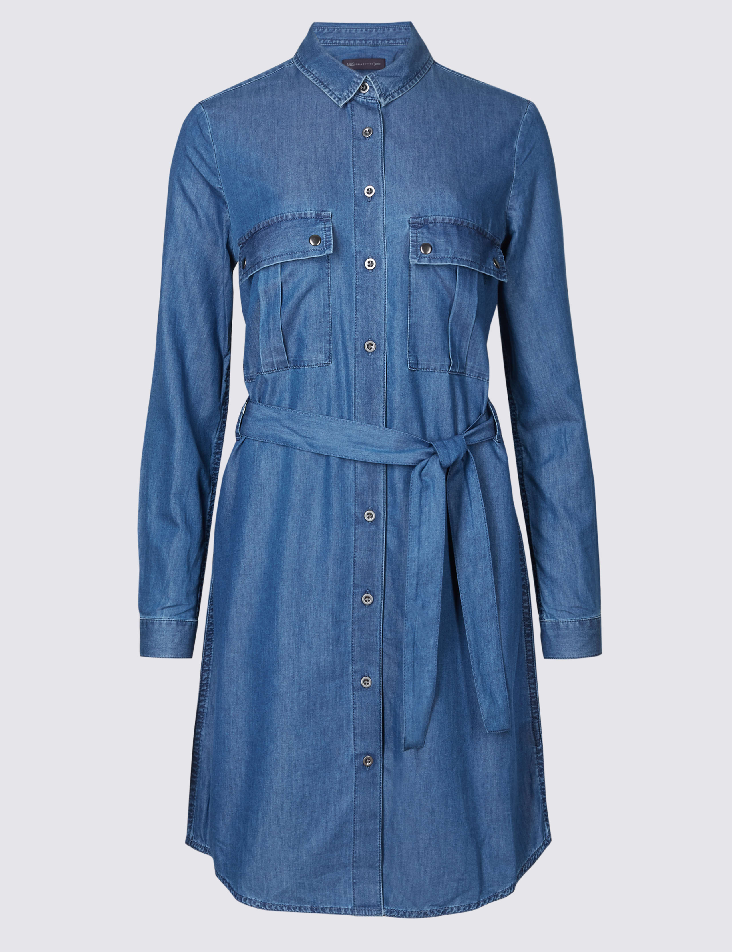 PETITE Shirt Midi Dress with Belt 2 of 4