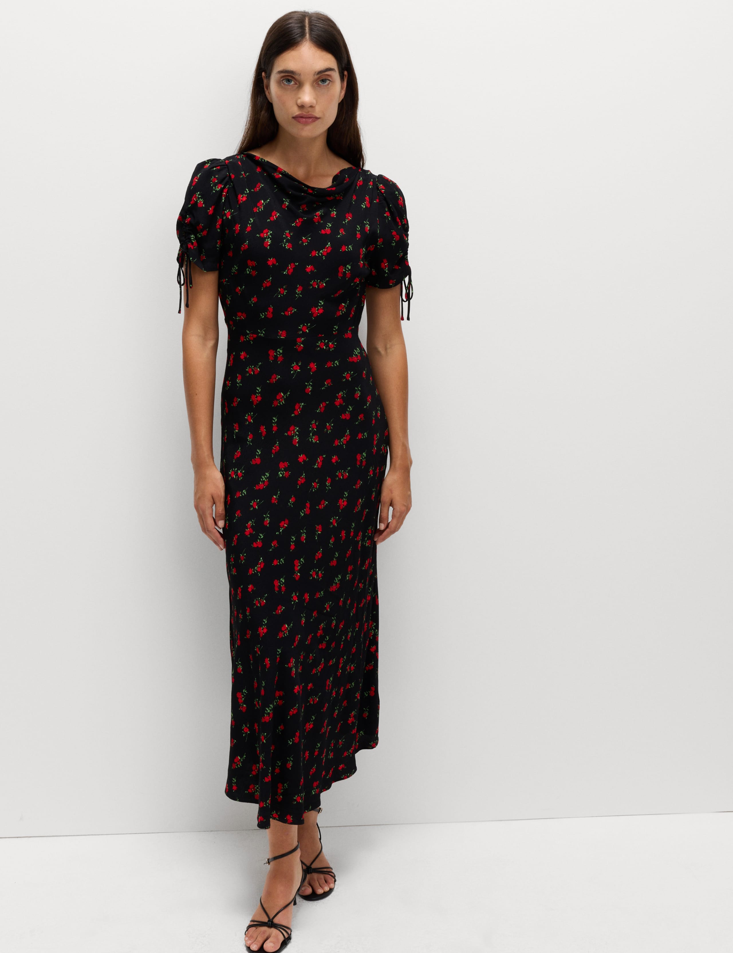 Printed Ruched Sleeve Midaxi Dress 4 of 6