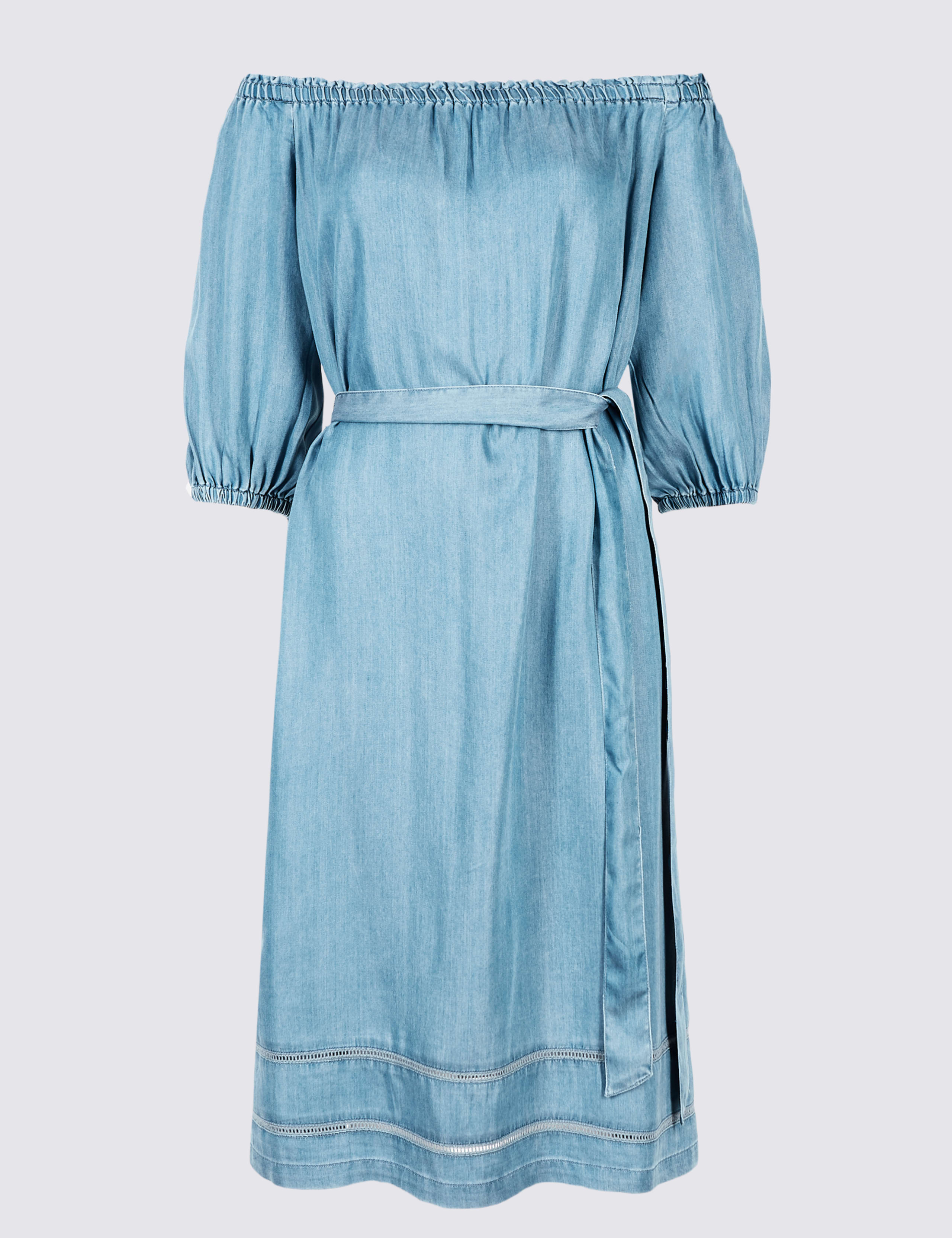 PETITE Tencel Half Sleeve Bardot Midi Dress 2 of 5