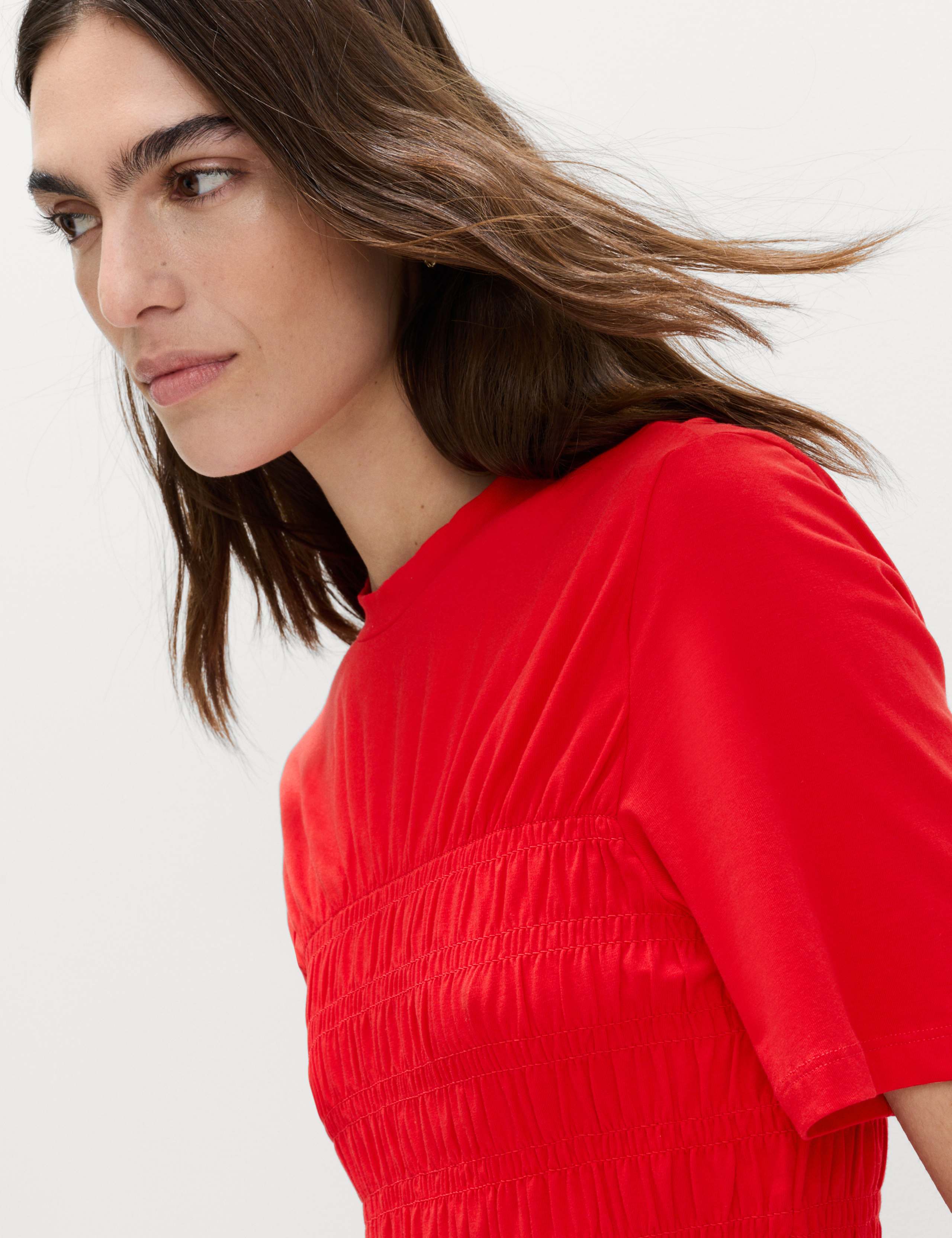 Cotton Rich Shirred Mini T-Shirt Dress 3 of 4