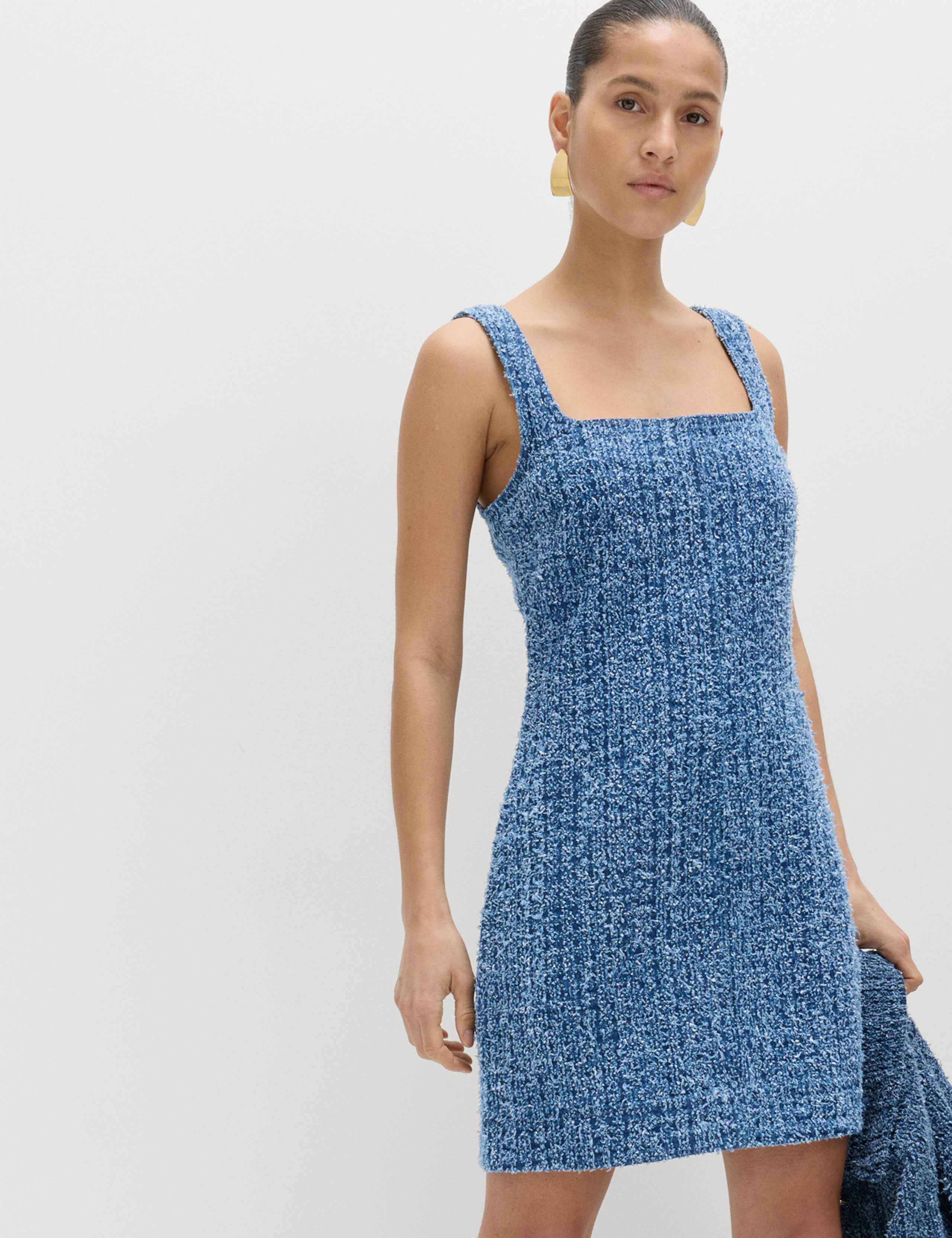 Pure Cotton Denim Tufted Mini Shift Dress 1 of 6