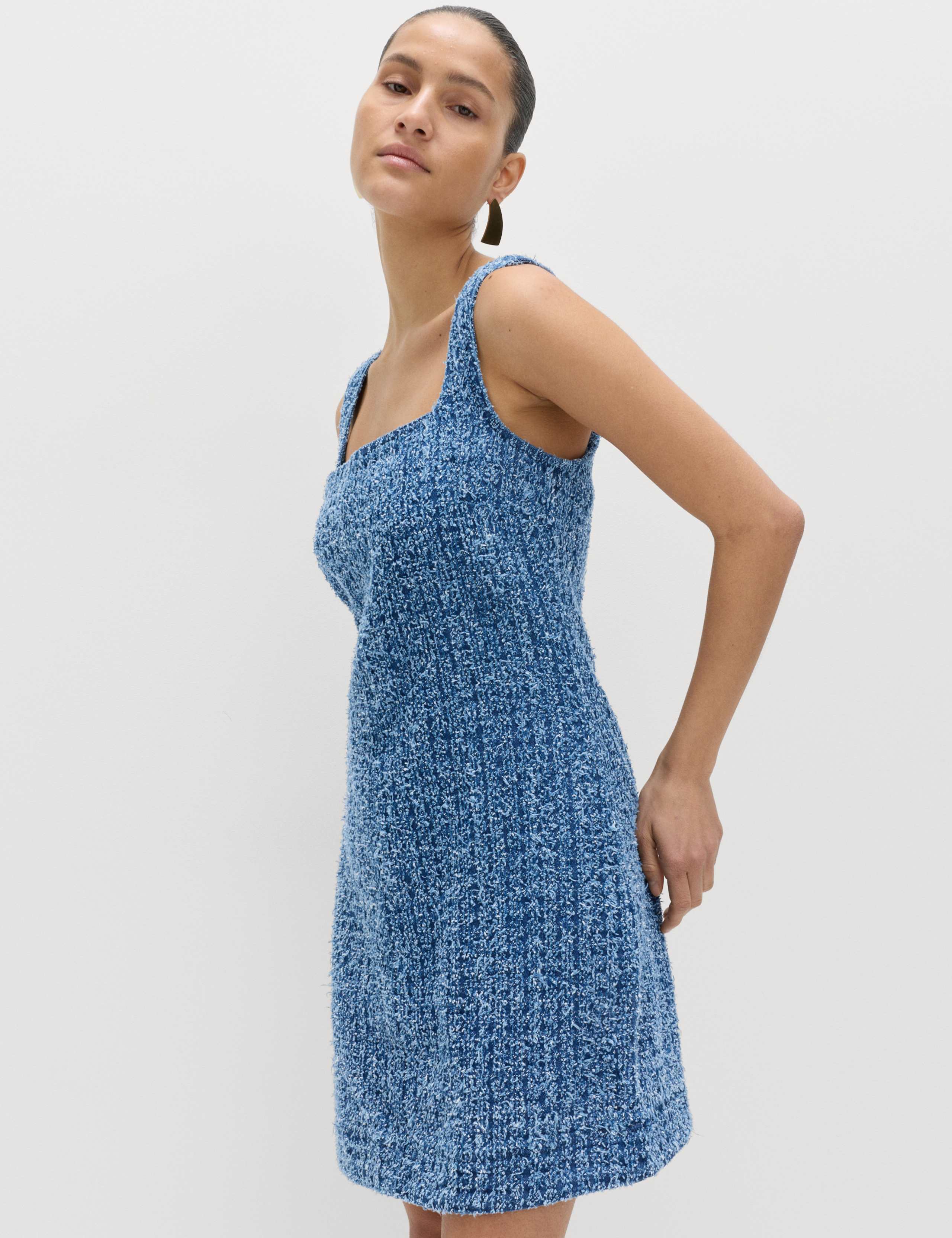 Pure Cotton Denim Tufted Mini Shift Dress 4 of 6