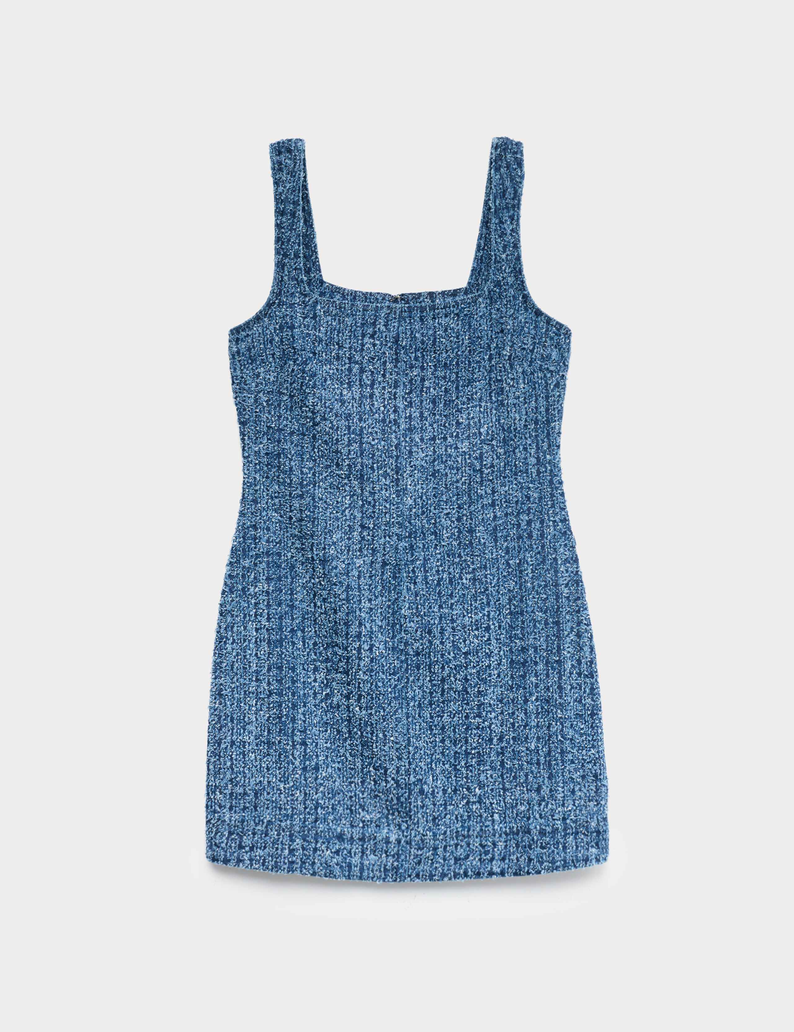 Pure Cotton Denim Tufted Mini Shift Dress 2 of 6