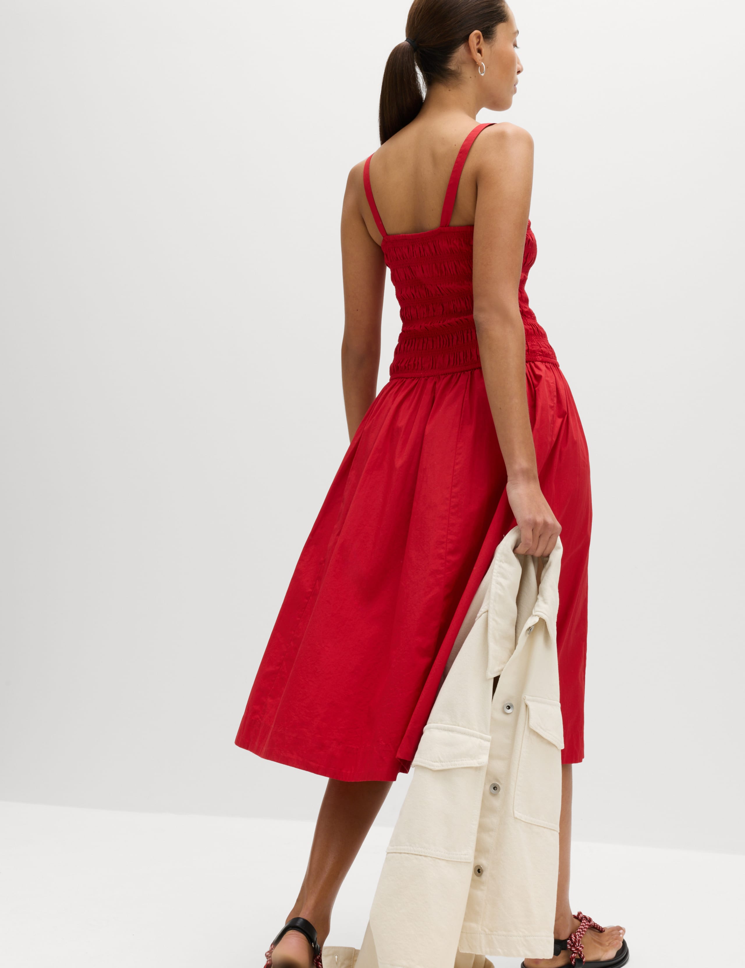 Pure Cotton Shirred Midi Cami Dress 3 of 6