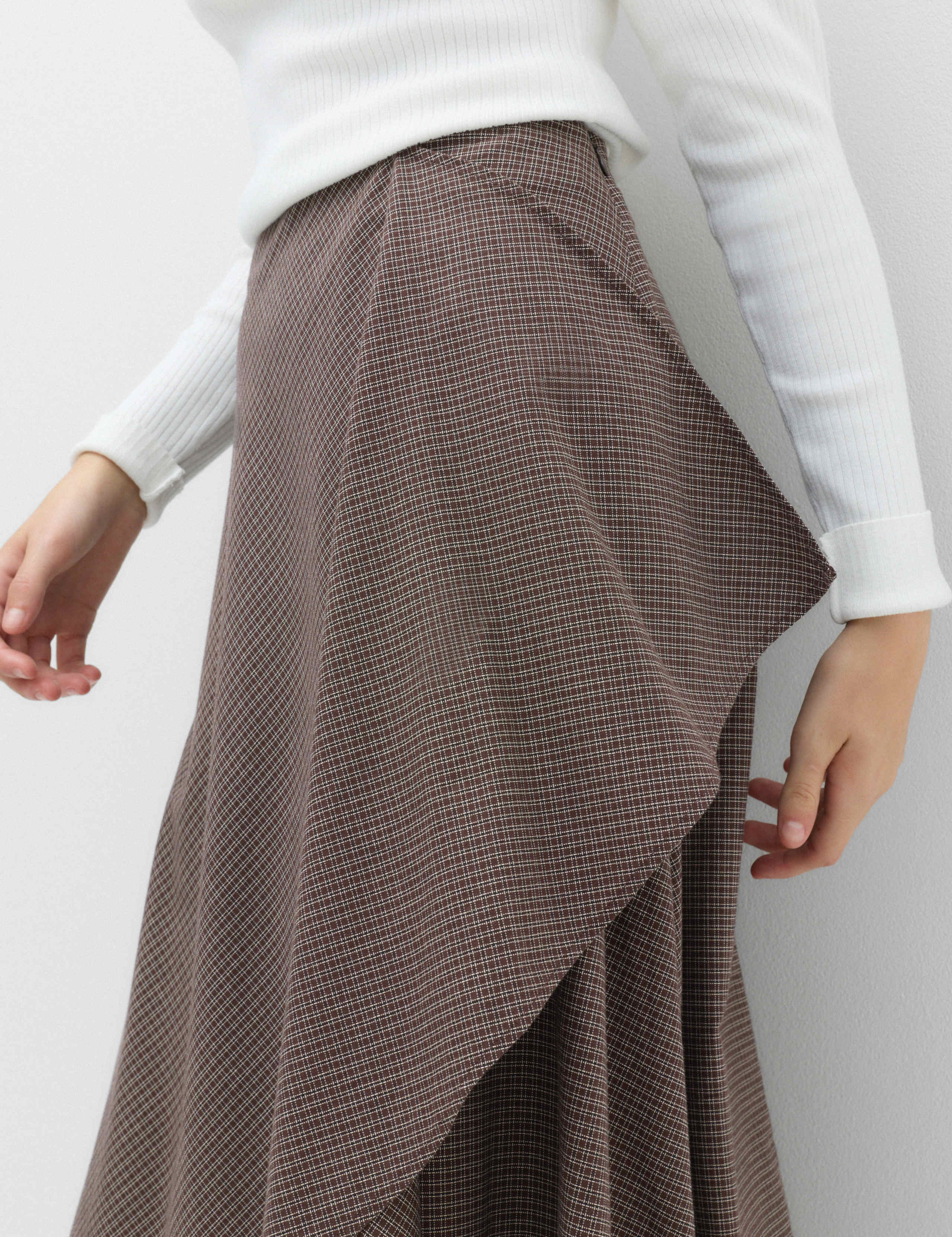 Pure Cotton Checked Midi Circle Skirt 3 of 6