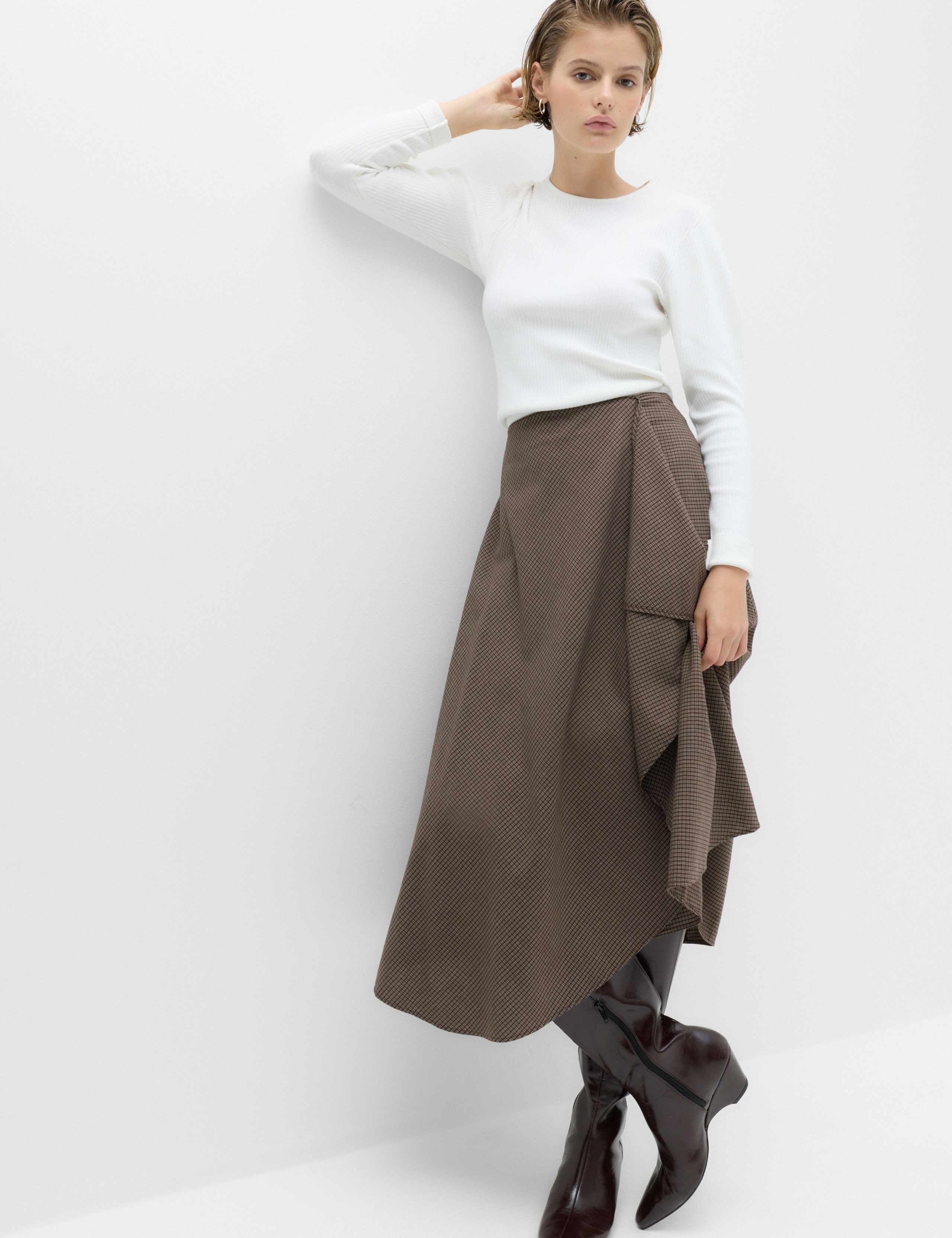 Pure Cotton Checked Midi Circle Skirt 5 of 6
